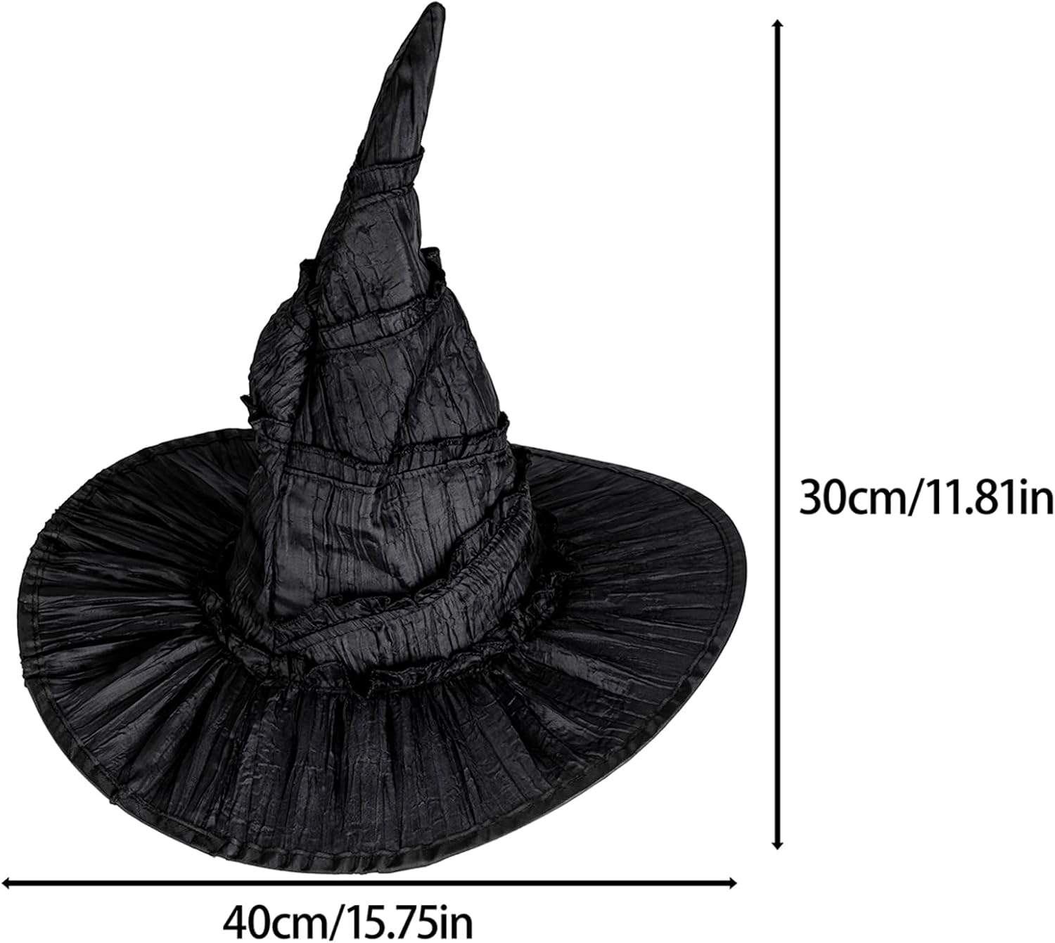 Detalle 2 de MORTICIA Hexe Kostüm Zubehör: Hut, Brille, grüne Handschuhe und gestreifte Socken – Halloween- und Cosplay-Set