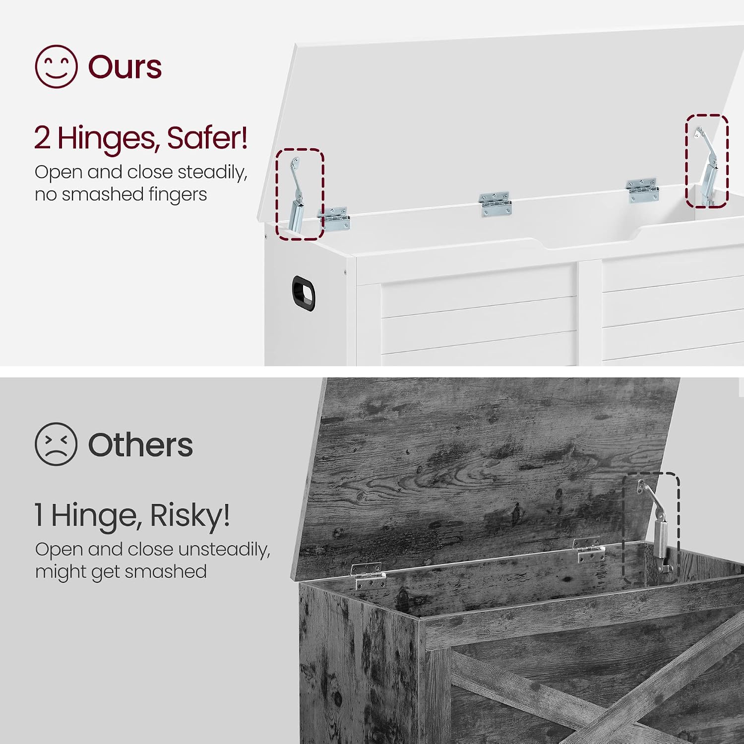 Detalle 2 de VASAGLE Storage Bench, 39.4 Inches Wide