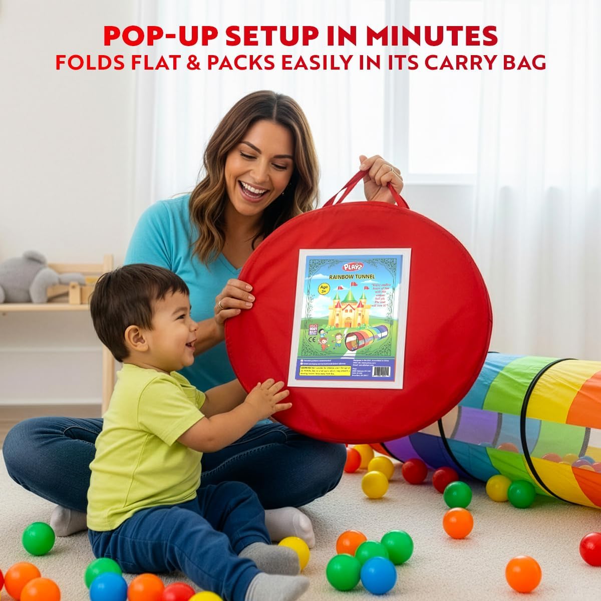 Thumbnail 6 de Extra-Large Pop-Up Play Tunnel for Toddlers 1-3 Years