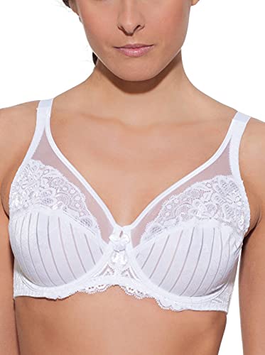 Detalle 2 de Selene Mariluz: Sujetador reductor con encaje, aro y algodón sin relleno, color Blanco, 95C
