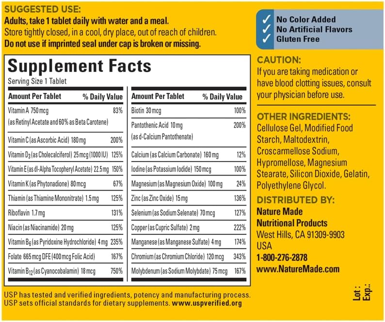 Thumbnail 6 de Nature Made List no. 1696 Multivitamin for Him, 22 Nutrients, No Iron