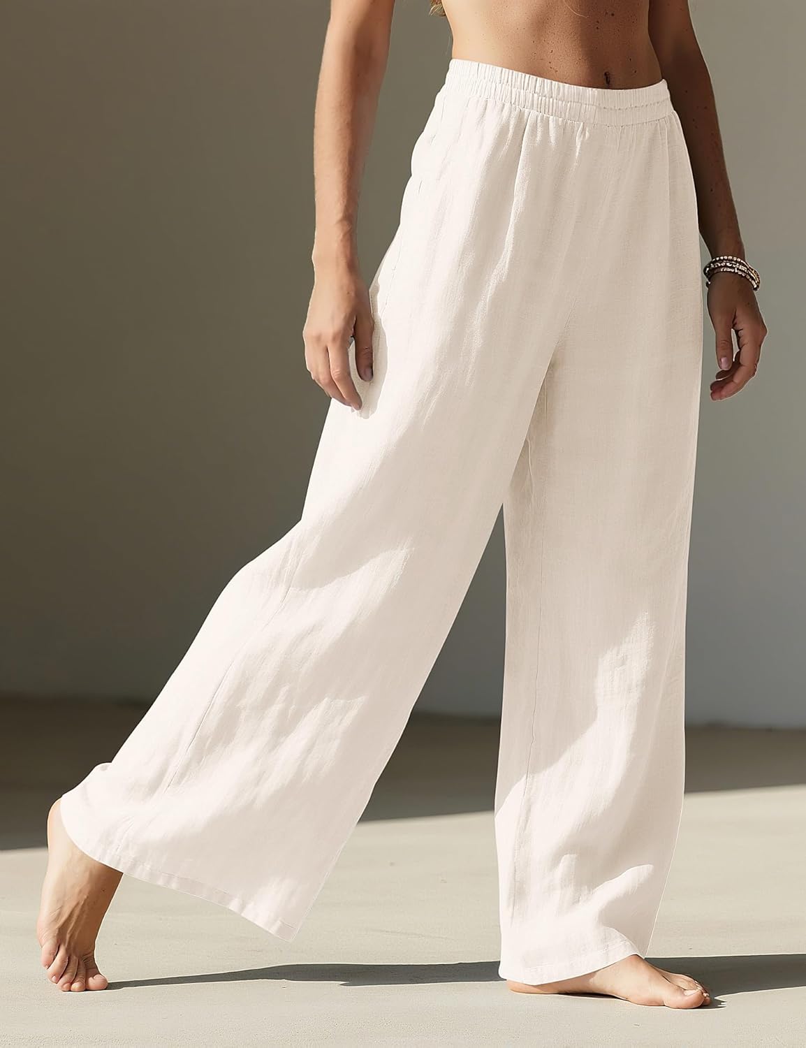 Thumbnail 2 de Rapbin Leinenhose Damen – leichte Sommerhose mit Palazzo-Silhouette, Taschen und elastischem Bund