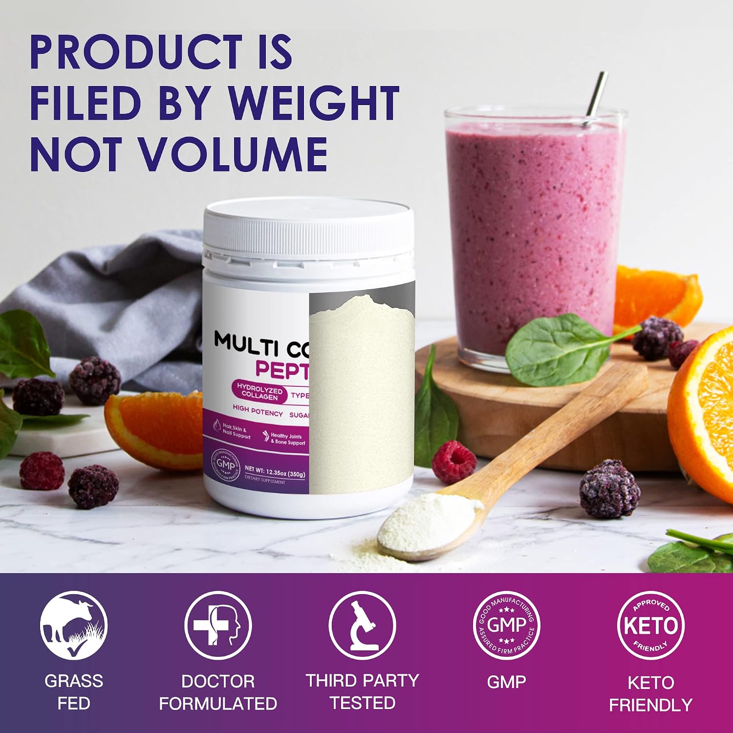 Thumbnail 6 de NATURE TARGET NT-JYDBTG-F30 Multi Collagen Peptides Powder, 35 Servings