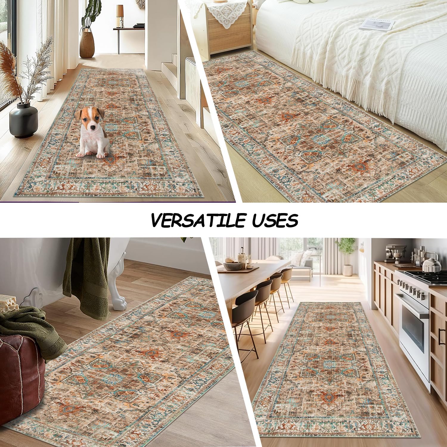 Thumbnail 6 de Cekene Teppich Läufer Flur 80x200cm – rutschfest, Boho Stil, pflegeleicht