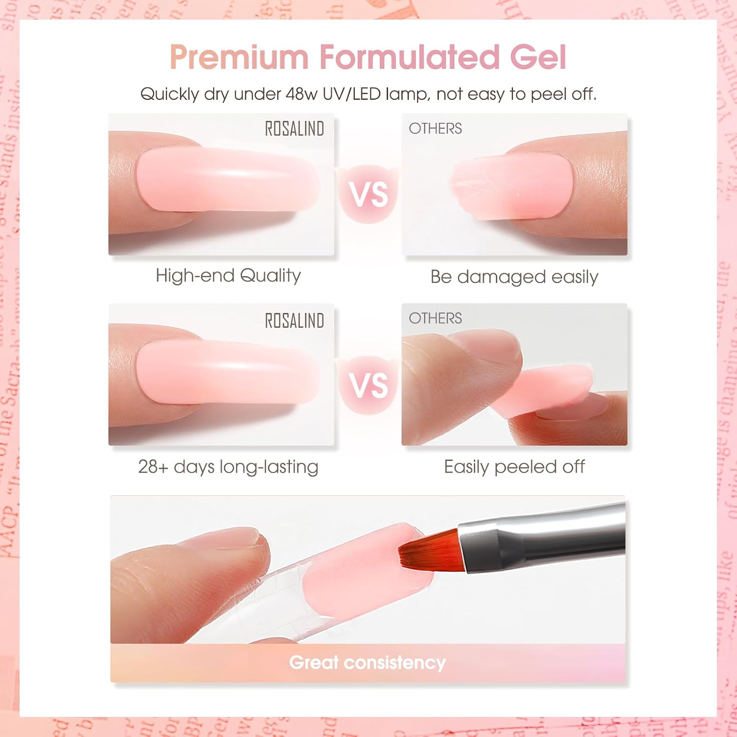 Detalle 2 de ROSALIND NRP-59 Soft Pink Poly Nail Gel Builder, 2 oz, UV/LED-Cured