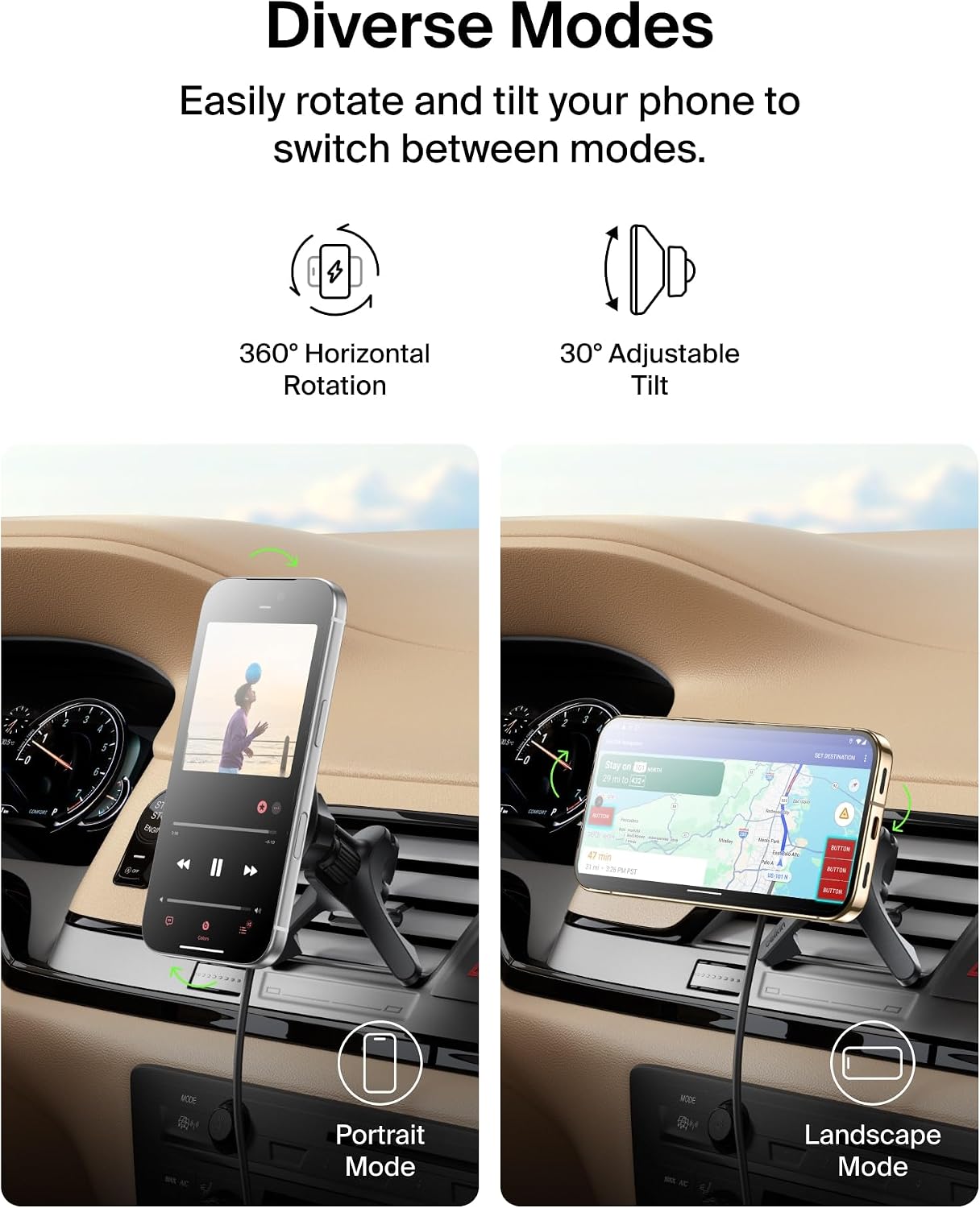 Thumbnail 4 de Belkin Wireless Car Charger MagSafe Qi2 Fast 1M Cable