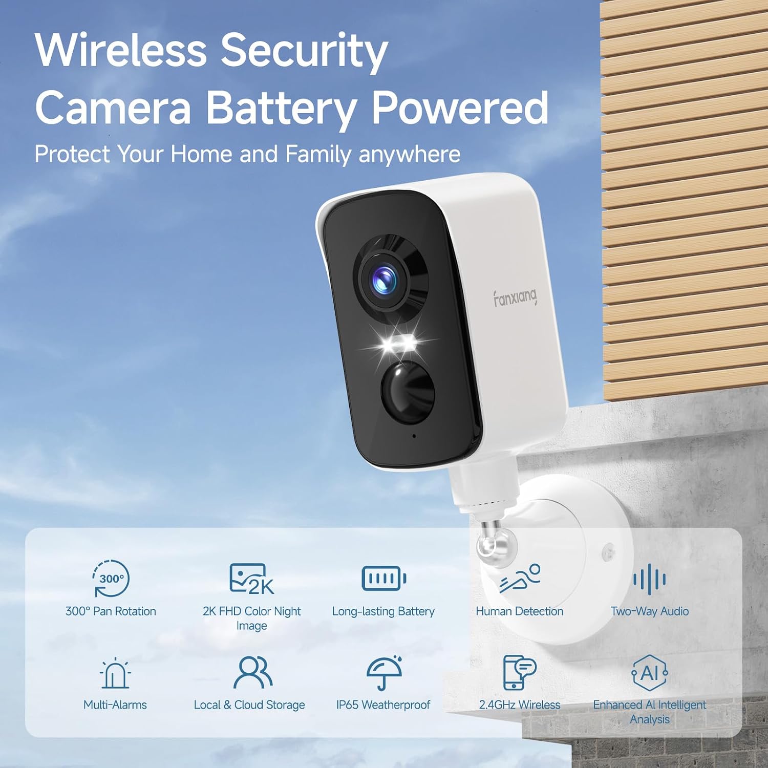 Detalle 2 de fanxiang 2K Wireless Security Camera 300° pan