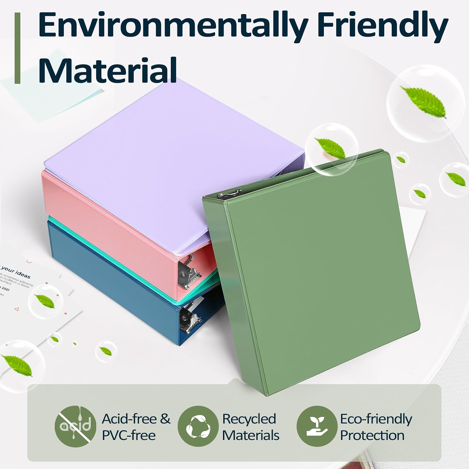 Detalle de Sooez BinderX 3-Inch 3-Ring Binder, Olive Green, Holds 670+ Sheets