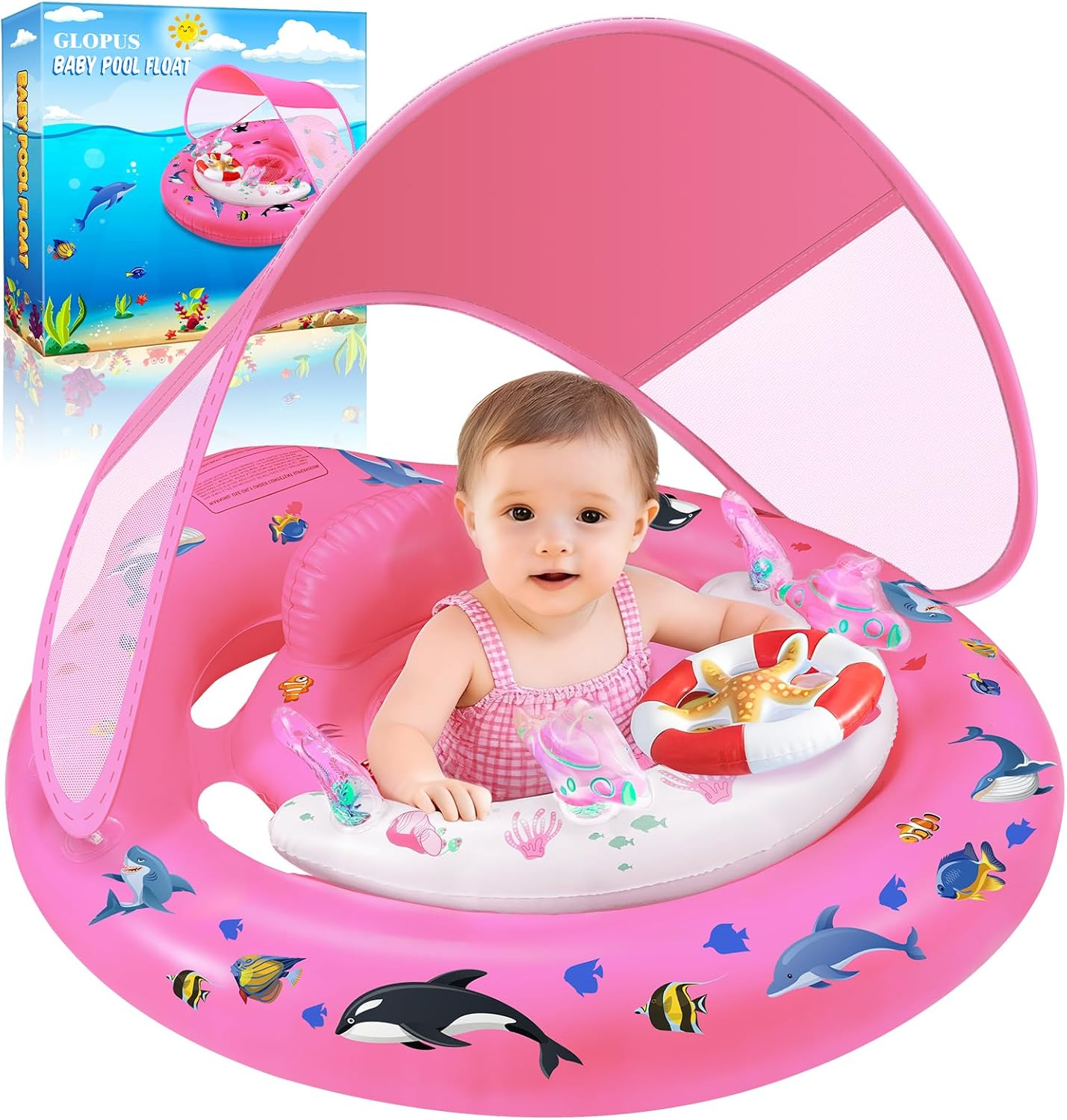Thumbnail 6 de Baby Pool Float with Canopy UPF50+ Sun Protection (Adjustable Safety Seat) for Ages 6–36 Months