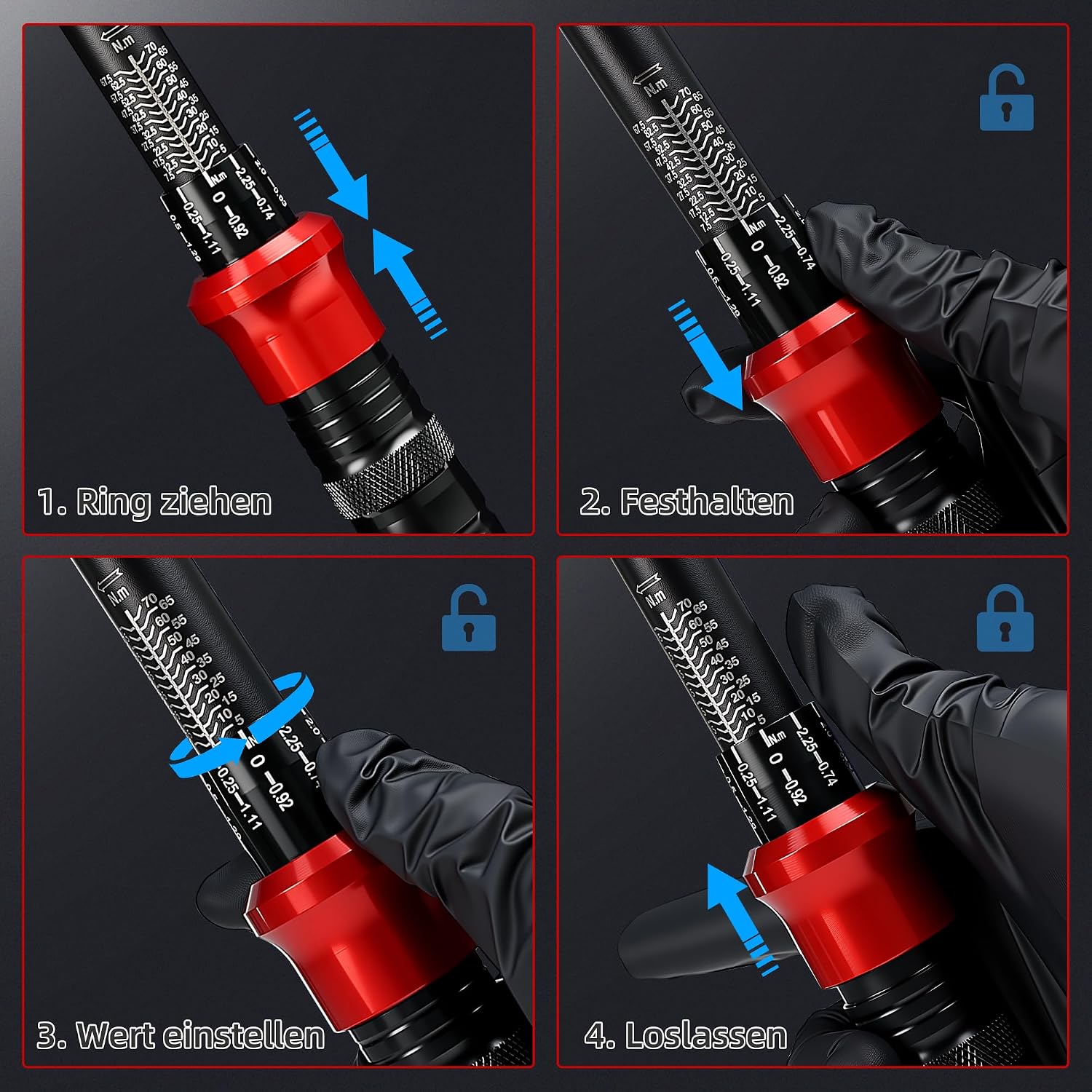 Thumbnail 6 de DURAXION Drehmomentschlüssel Motorrad 3/8 Zoll – 5–70 Nm, ±3% Kalibrierung, 72 Zähne