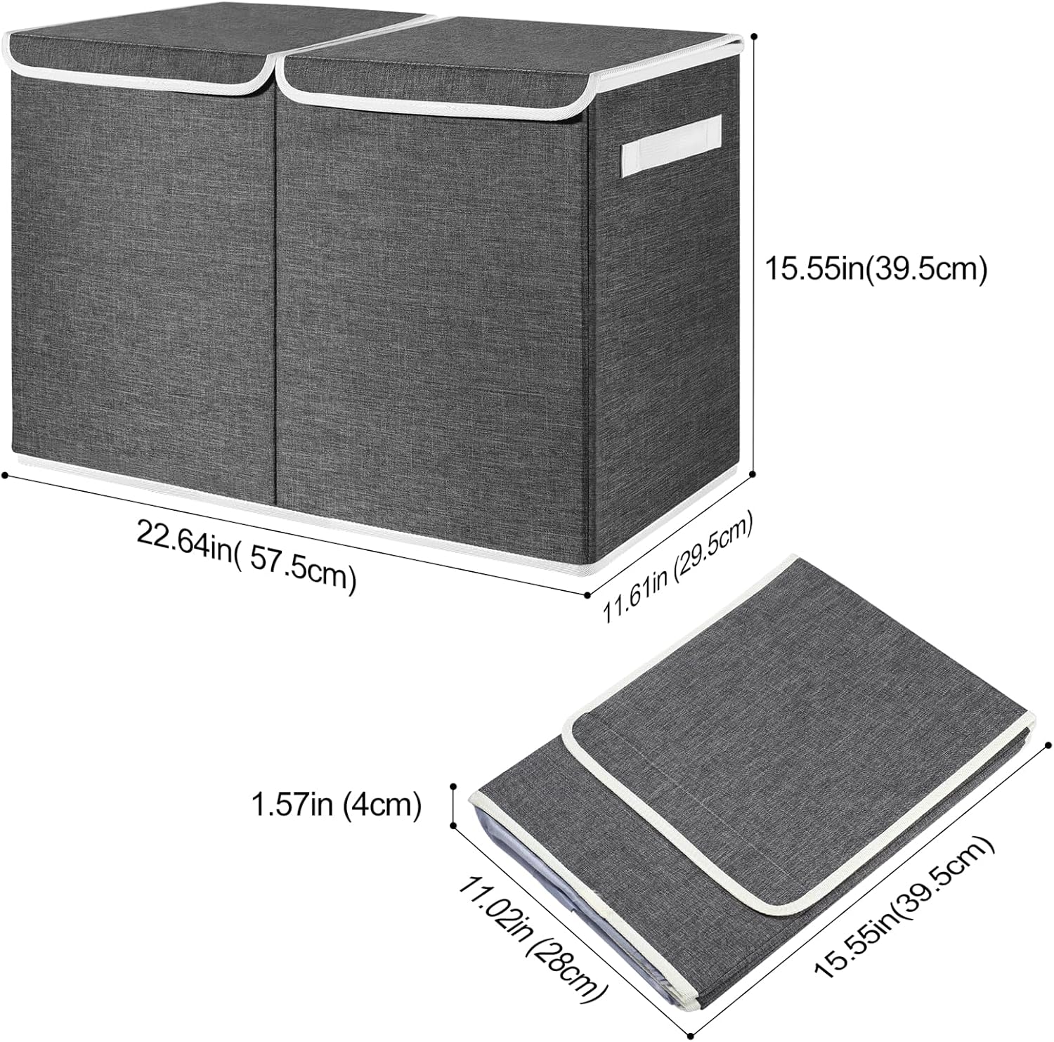 Thumbnail 1 de Linkmonde foldable kids toy storage box with lid & handle (58x30x39cm) in grey