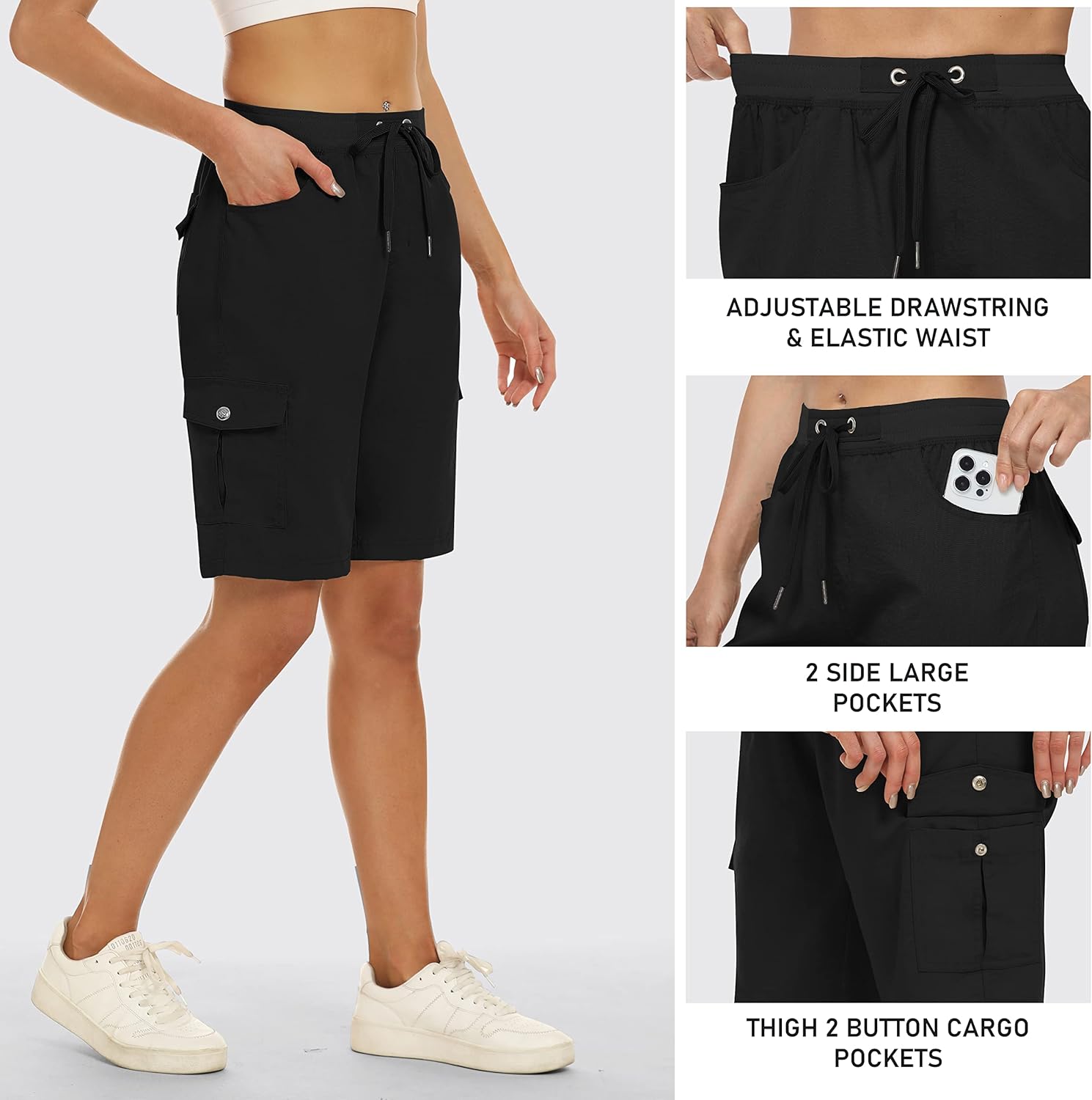 Thumbnail 4 de MoFiz Women's 10" Hiking Cargo Shorts – Lightweight, Quick-Dry with 6 Pockets