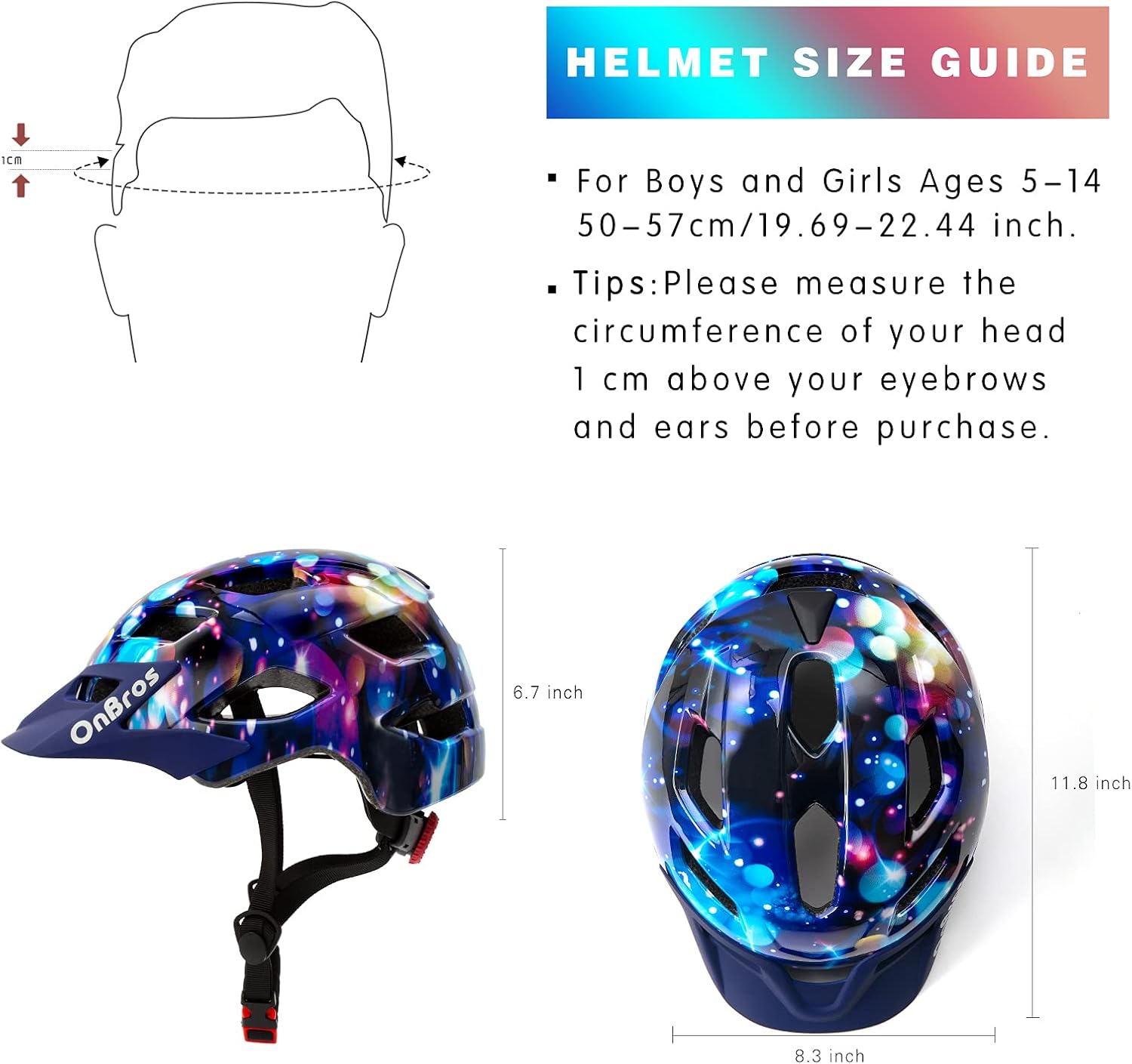 Thumbnail 1 de OnBros Fahrradhelm Kinder – Schutzhelm mit Visier für 5–14 Jahre, 48–57 cm