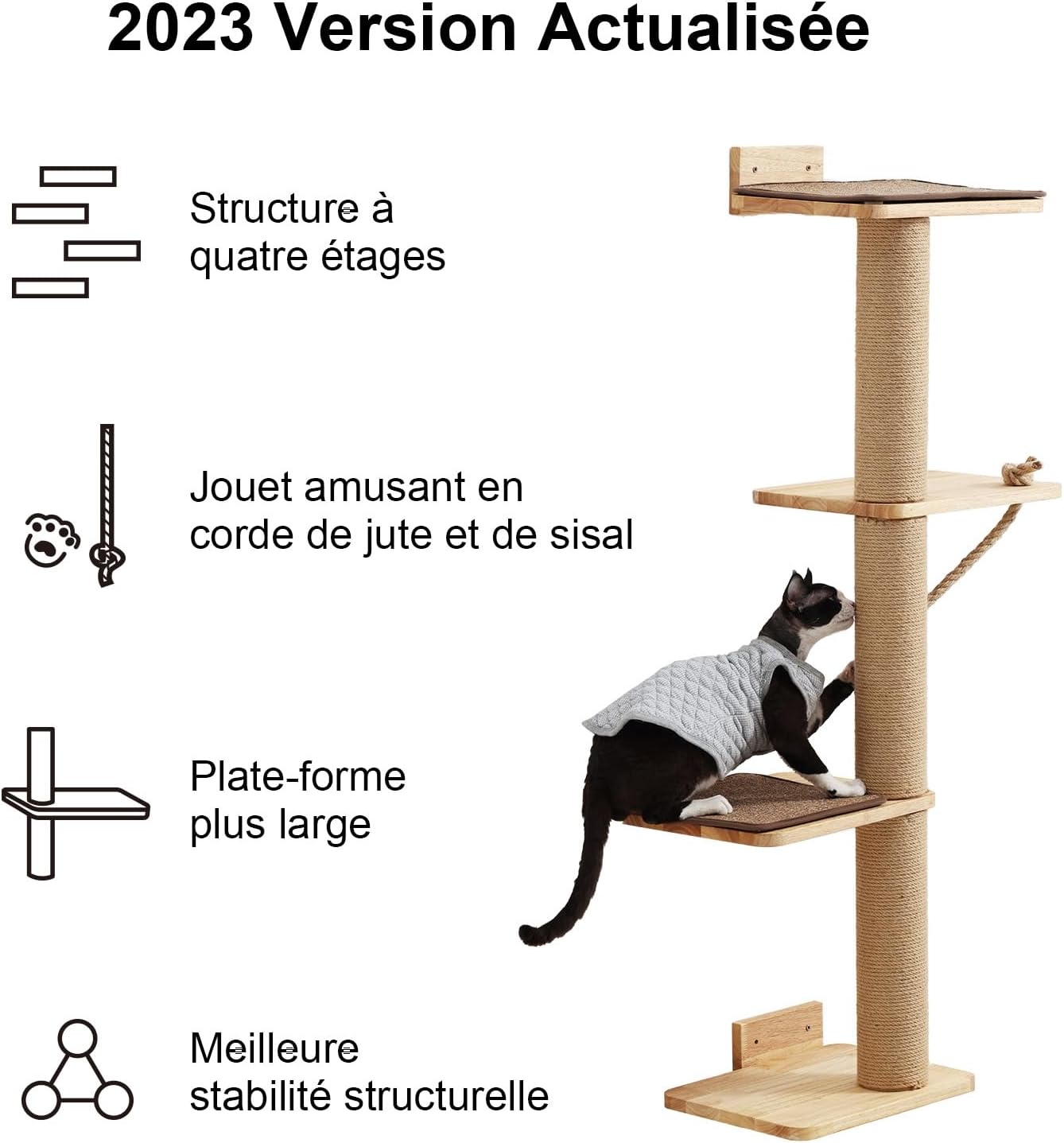 Thumbnail 3 de FUKUMARU Arbre à chat mural 127 cm 🐱