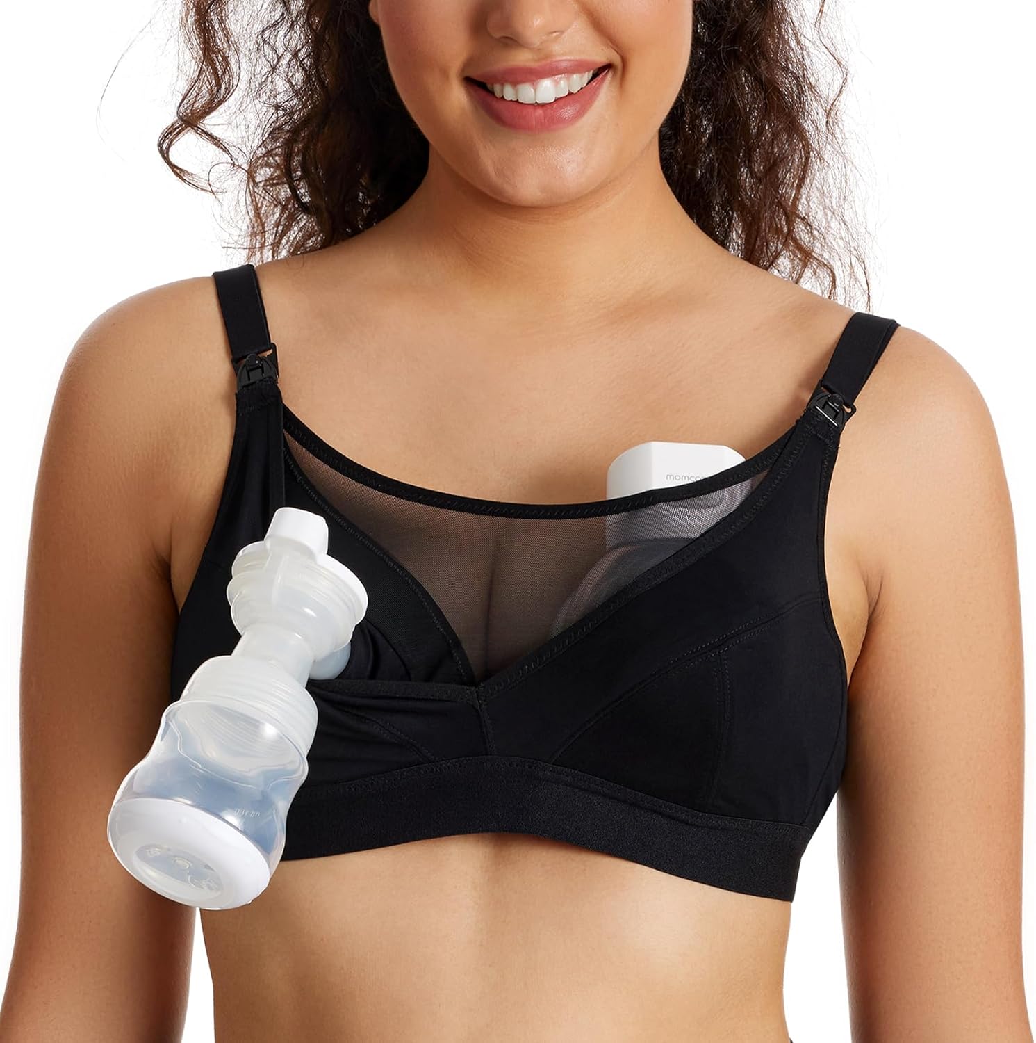 Detalle de Momcozy Mesh-Stütz-Pump-BH Freihändig für 36C–44G – Übergröße, Stillen & Pumpen in einem