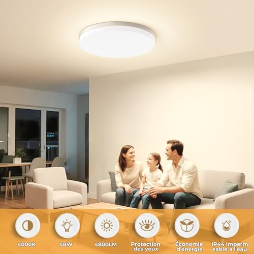 Thumbnail 1 de Kuwork Plafón LED de Techo 48W 4000K 4800LM IP44 Ø30cm: iluminación eficiente para cocina, baño y dormitorio