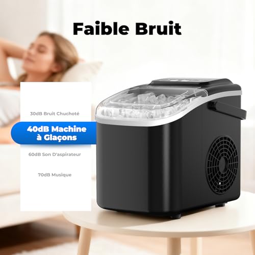 Detalle 2 de Acmeenjoy machine à glaçons portable, jusqu’à 12 kg par jour, autonettoyante