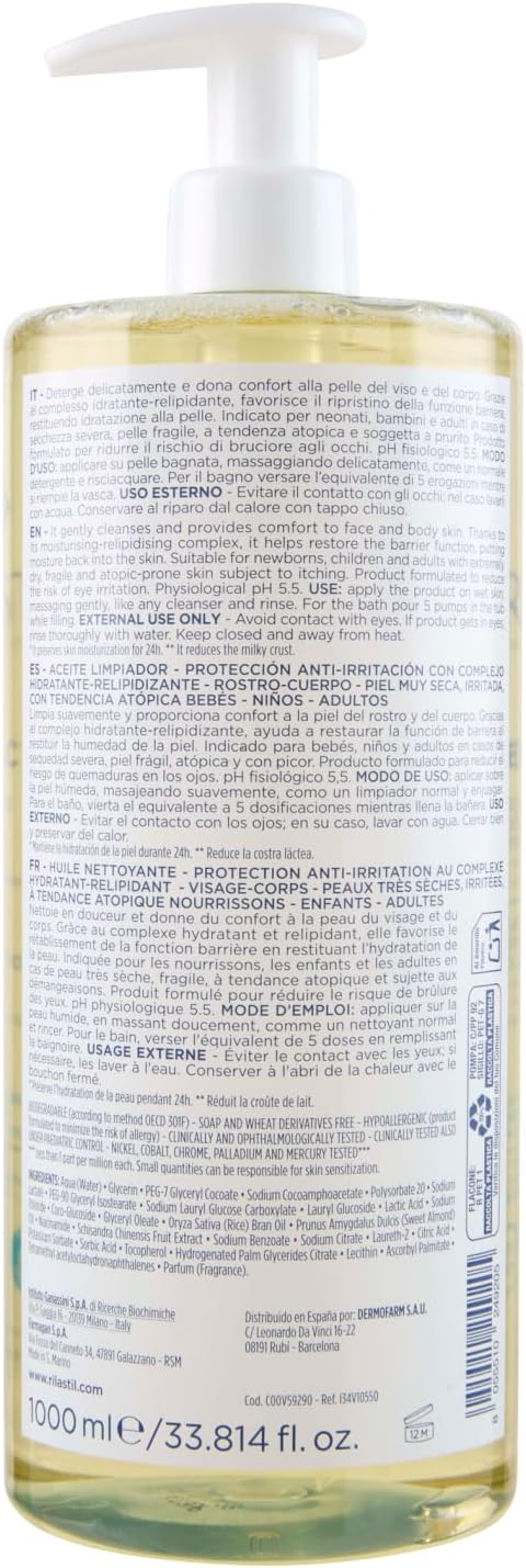 Thumbnail 1 de Rilastil Xerolact Olio Detergente Viso e Corpo 1000 ml per Neonati, Bambini e Adulti
