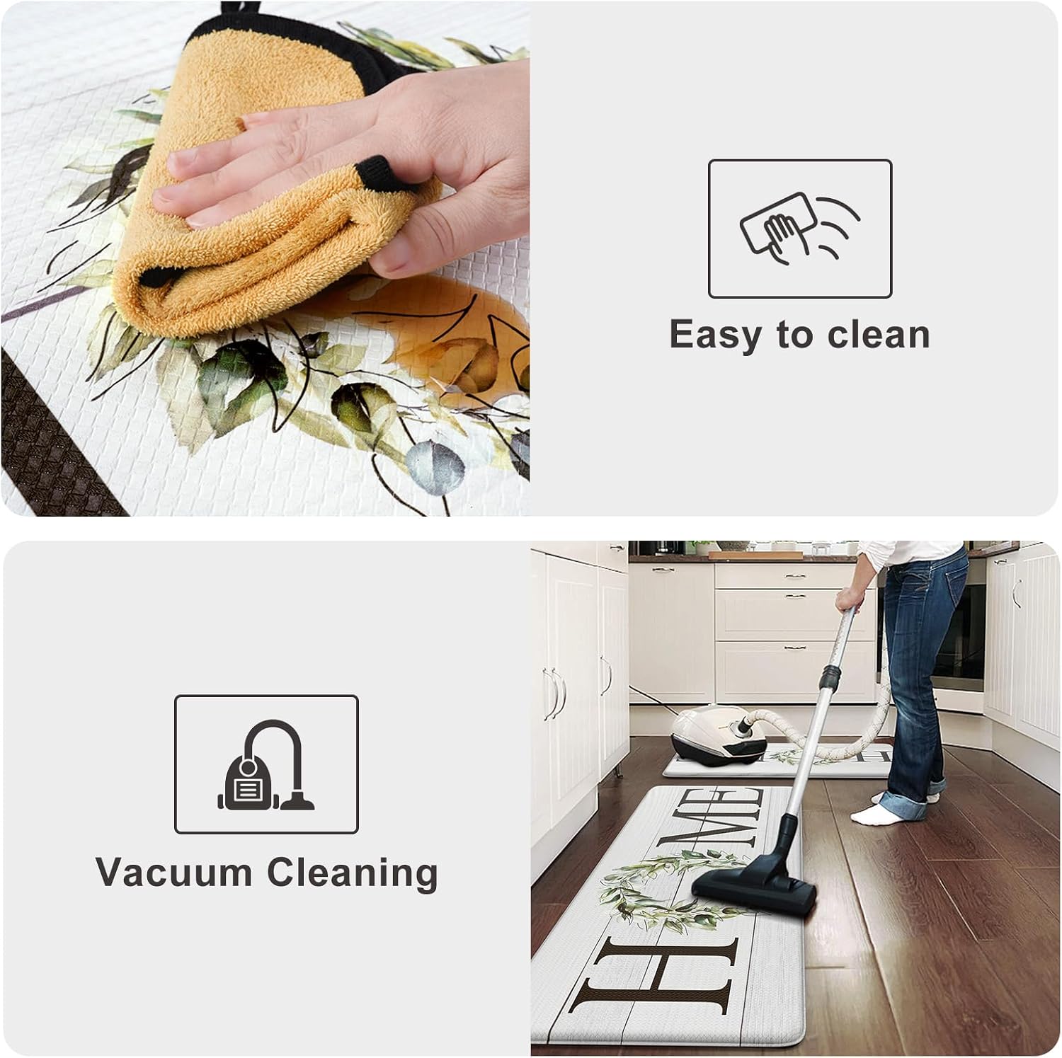 Detalle 2 de KIMODE Farmhouse Kitchen Mat 2-Pack (Anti-Fatigue, Non-Skid, Waterproof)