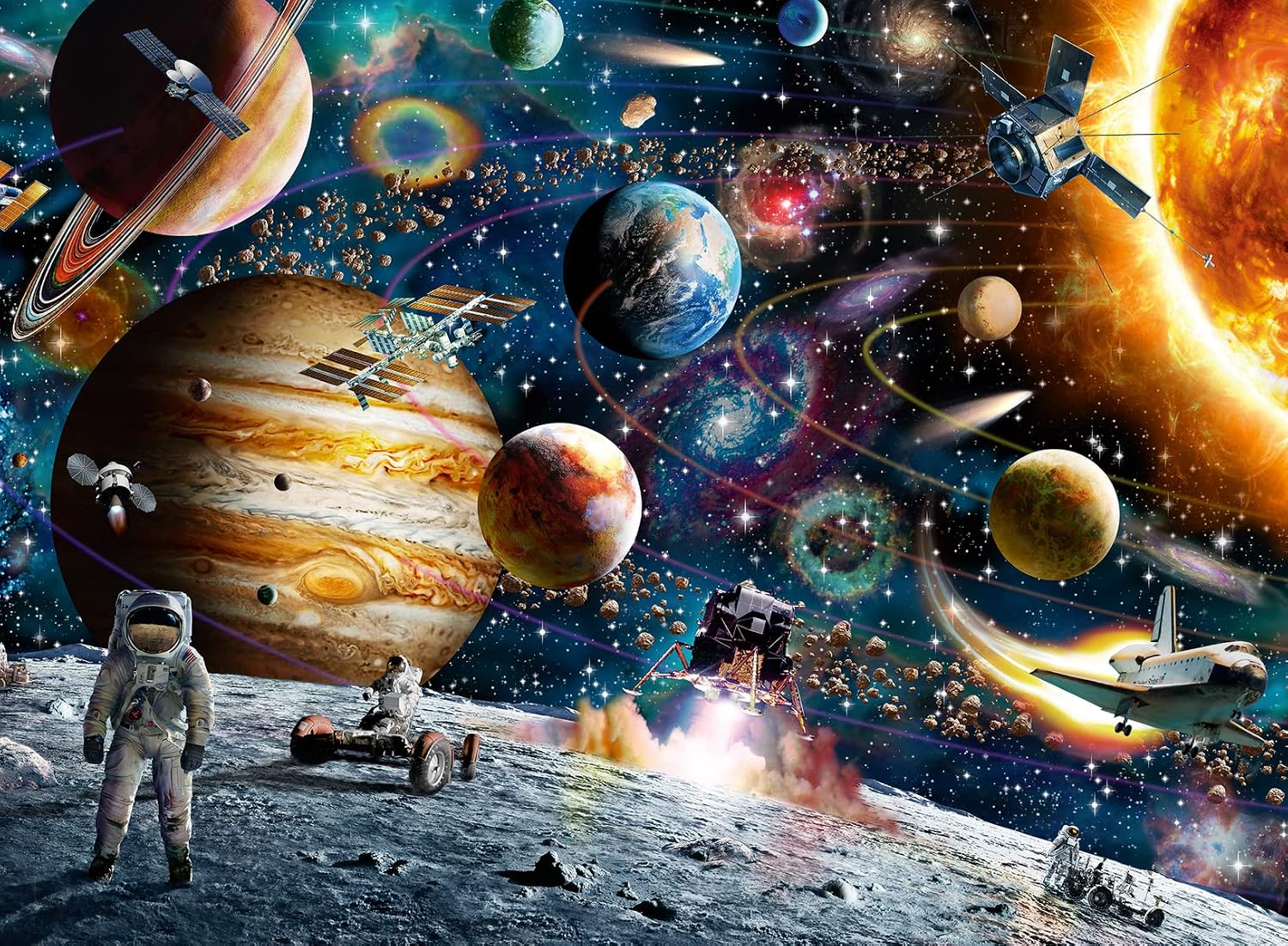Detalle 2 de Puzzles 2x100 pièces Dans l’espace dès 6 ans