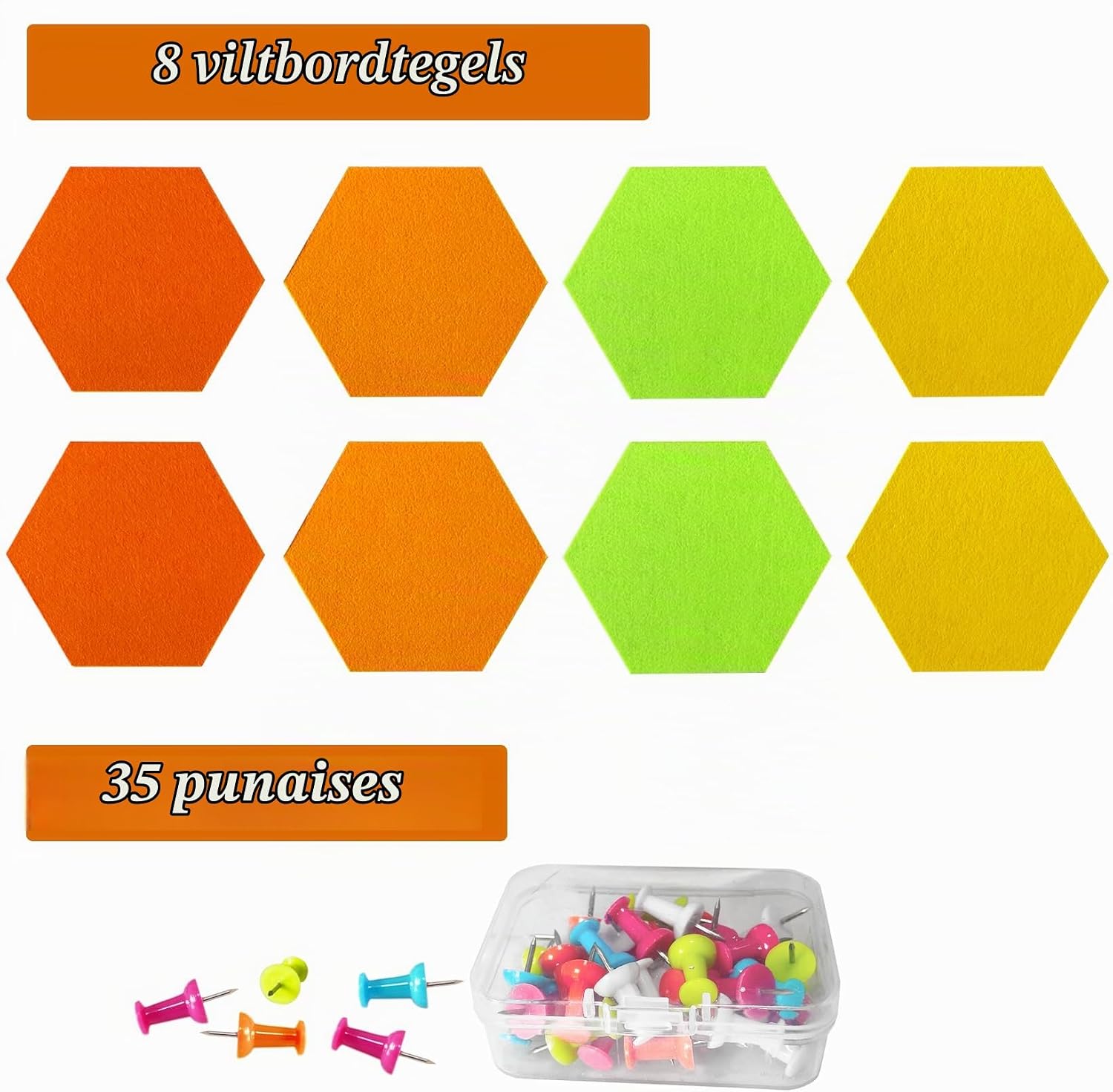 Detalle 1 de HULAVO ED-HFB-Gradual Orange zeshoekige vilten prikbordtegels, zelfklevend