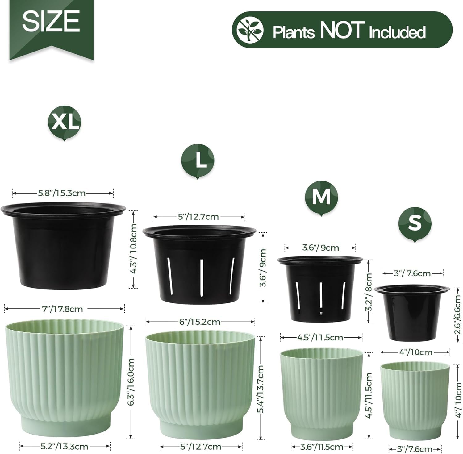 Thumbnail 2 de T4U 10cm Self Watering Plant Pots Indoor (6 Pack) — green plastic pots with cotton rope wicking