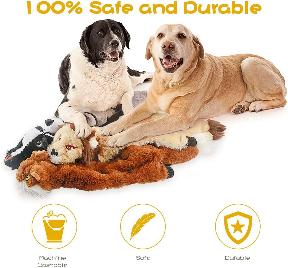 Detalle de FIREOR Dog Toys Plush Squeaky Dog Toy Set, 5-Pack No-Stuffing Animals
