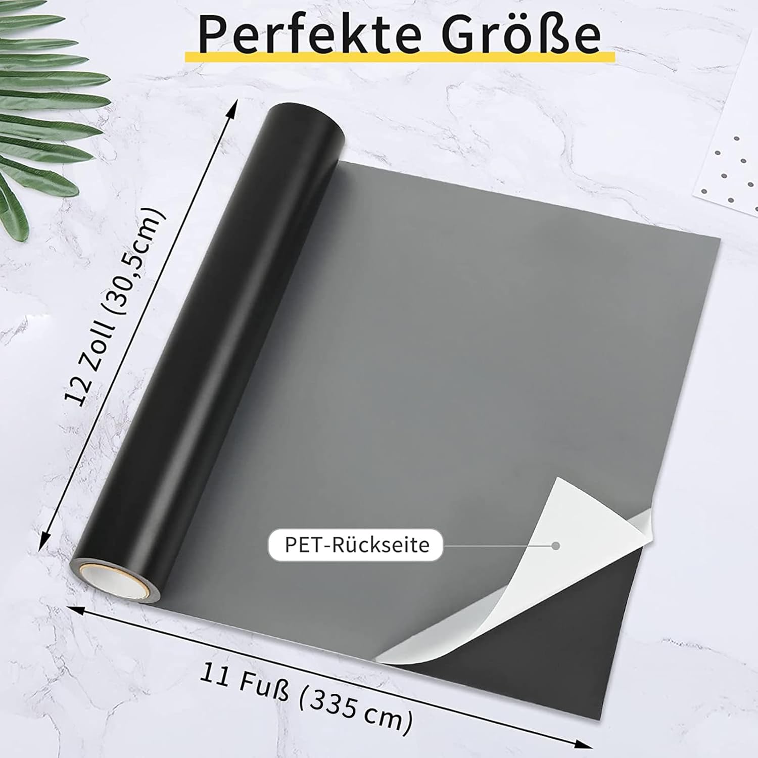 Thumbnail 1 de Prime Vinyl Plotterfolie 30,5 cm x 335,5 cm matt schwarz mit PET-Rückseite – permanente Vinylrolle für Silhouette & mehr