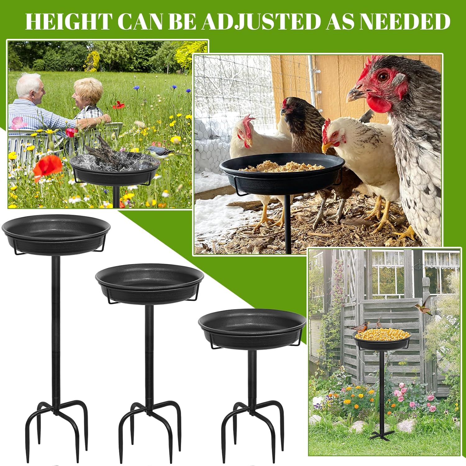 Thumbnail 3 de 28In Freestanding Birdbath Bowl Outdoor with 4-Spike Base