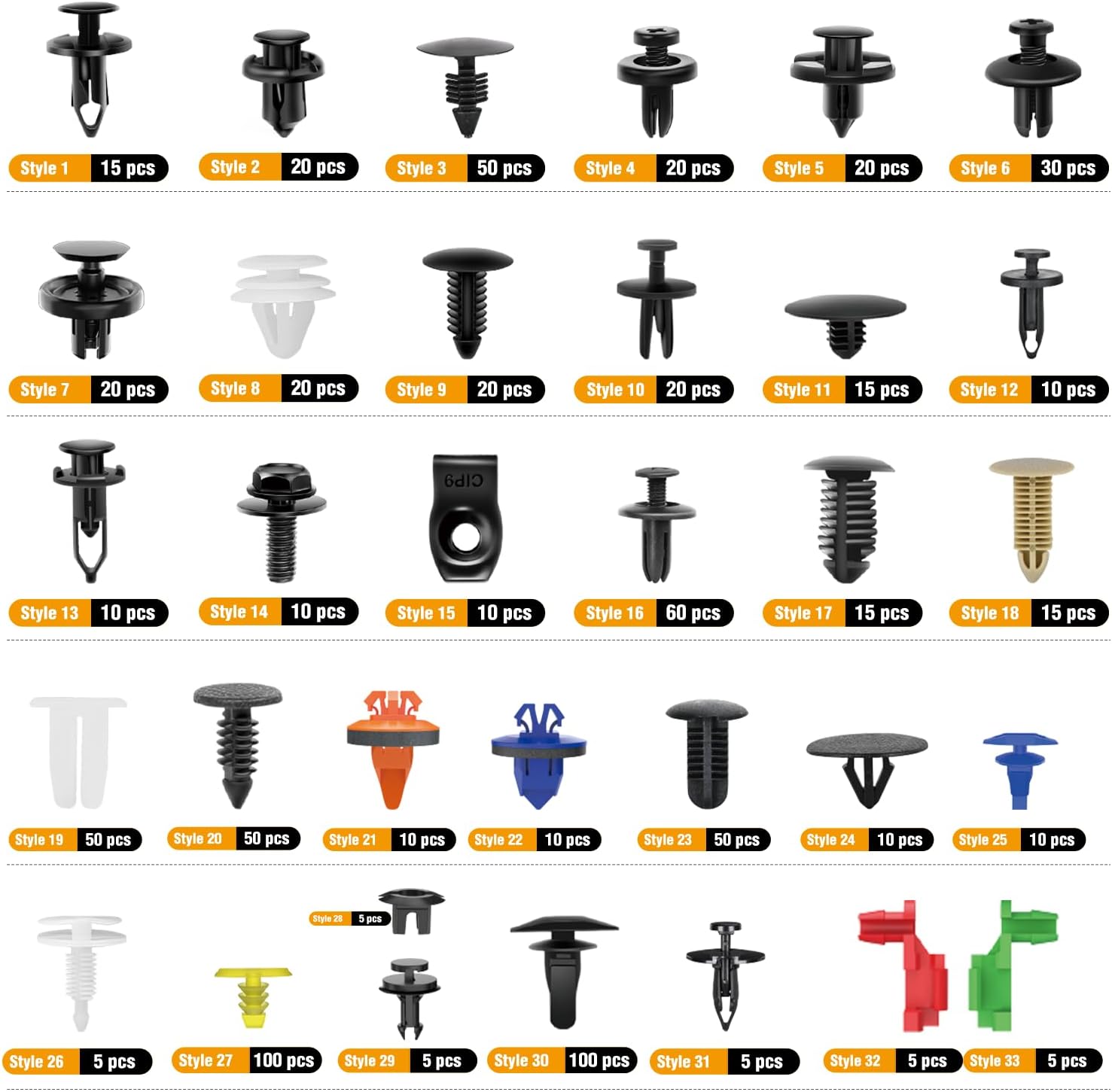 Detalle de GOOACC 975-Piece Car Push Retainer Clips & Auto Fasteners Assortment