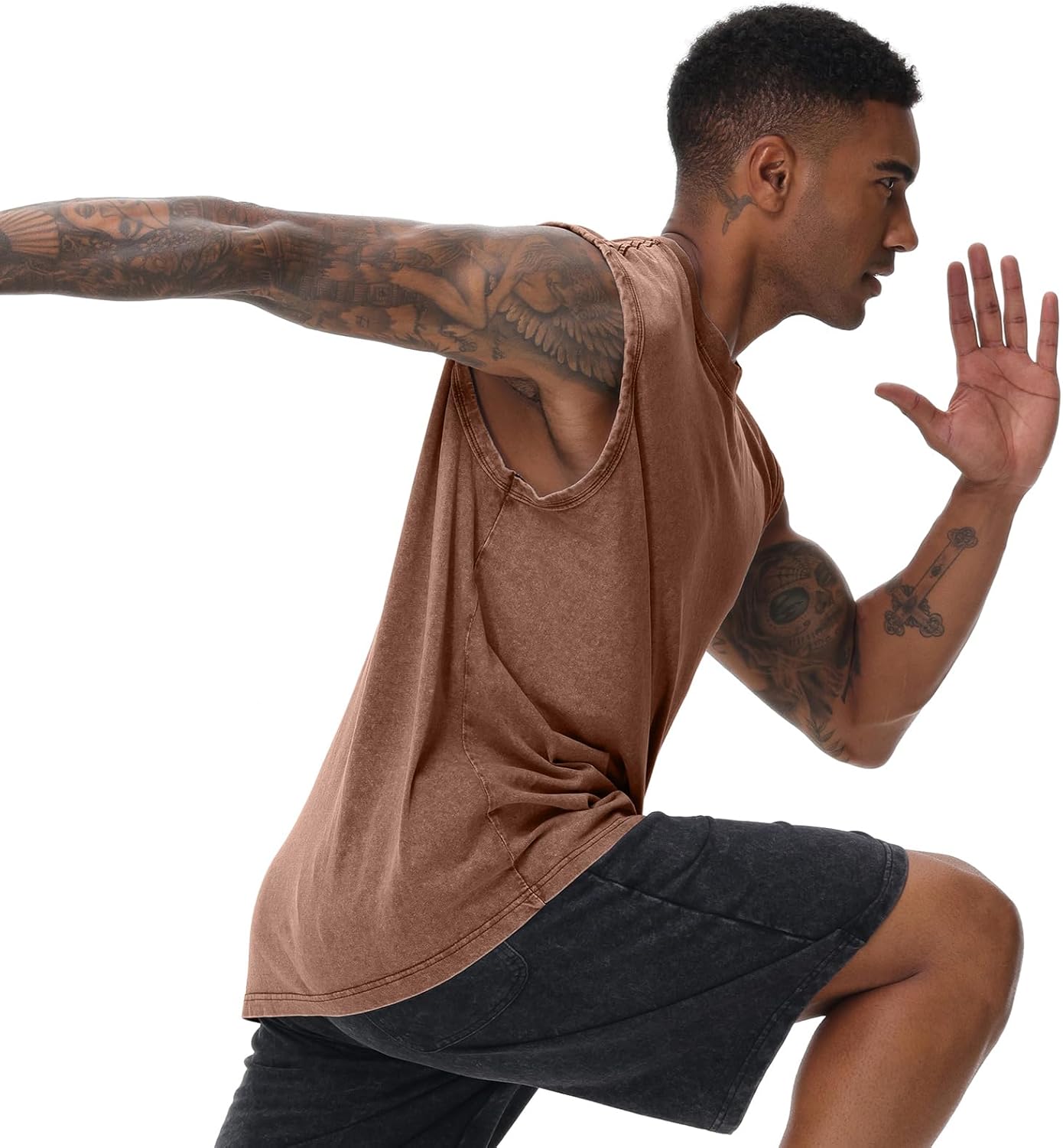 Thumbnail 5 de Herren Tank-Top: Kurzarm Sommer Ärmelloses Shirt – Fitness, Muskelshirt, Baumwolle