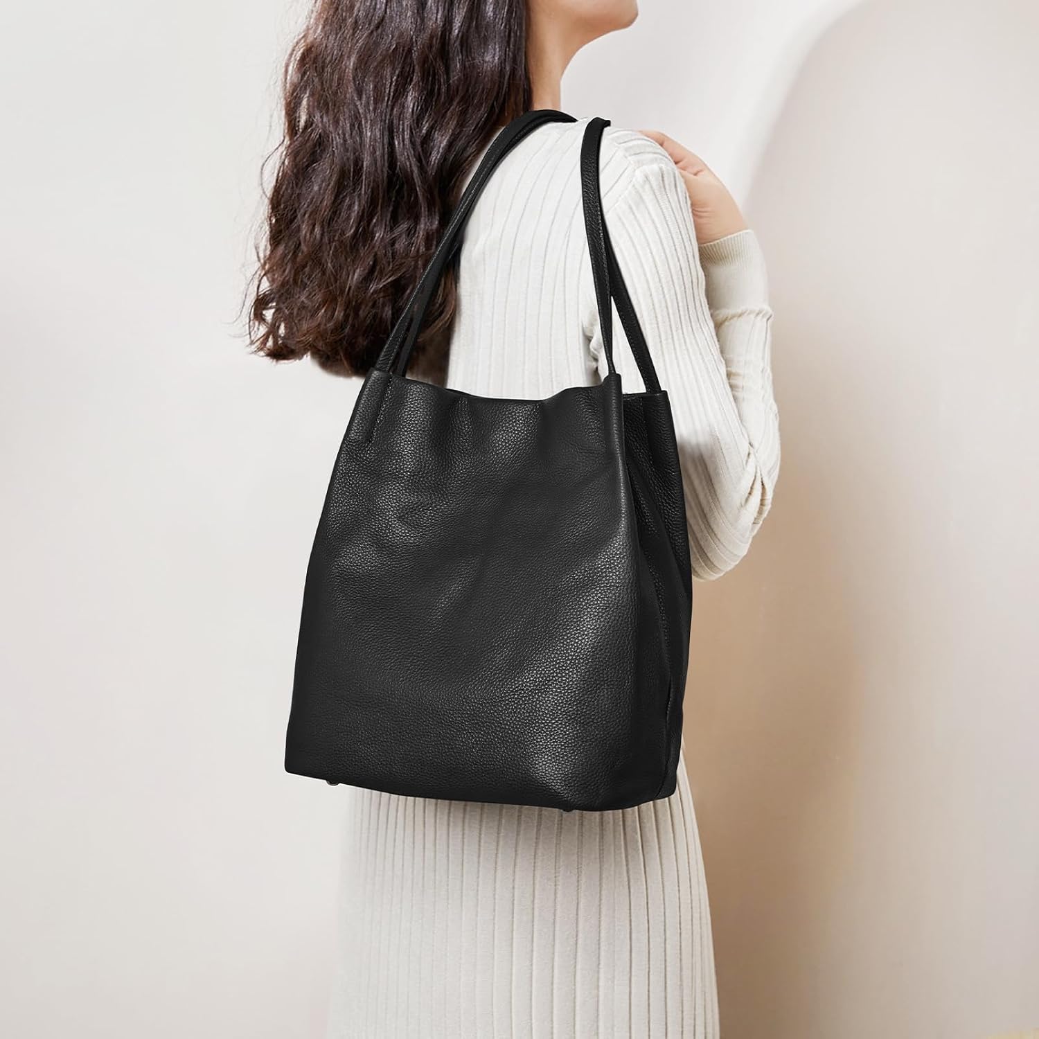 Thumbnail 1 de Kattee Borsa a tracolla da donna in morbida pelle con chiusura magnetica superiore, grande