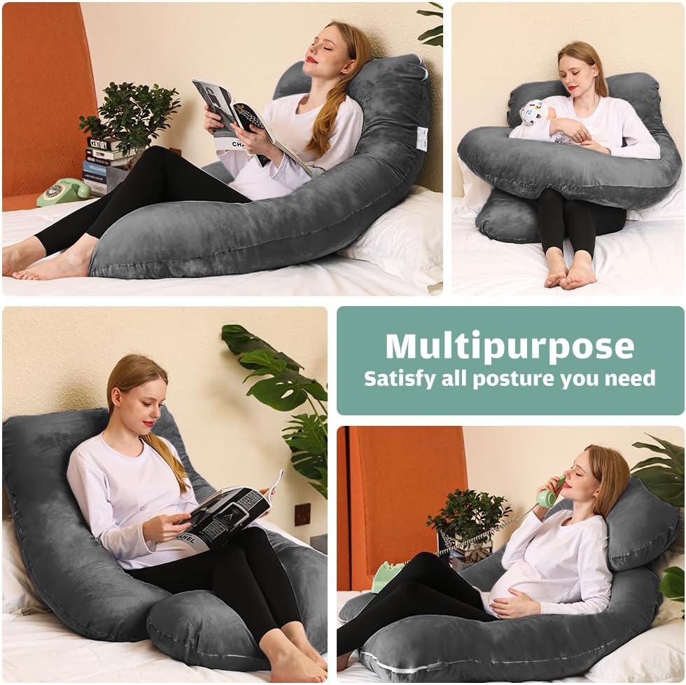 Thumbnail 2 de Chilling Home 55-Inch J-Shaped Pregnancy Pillow for Sleeping
