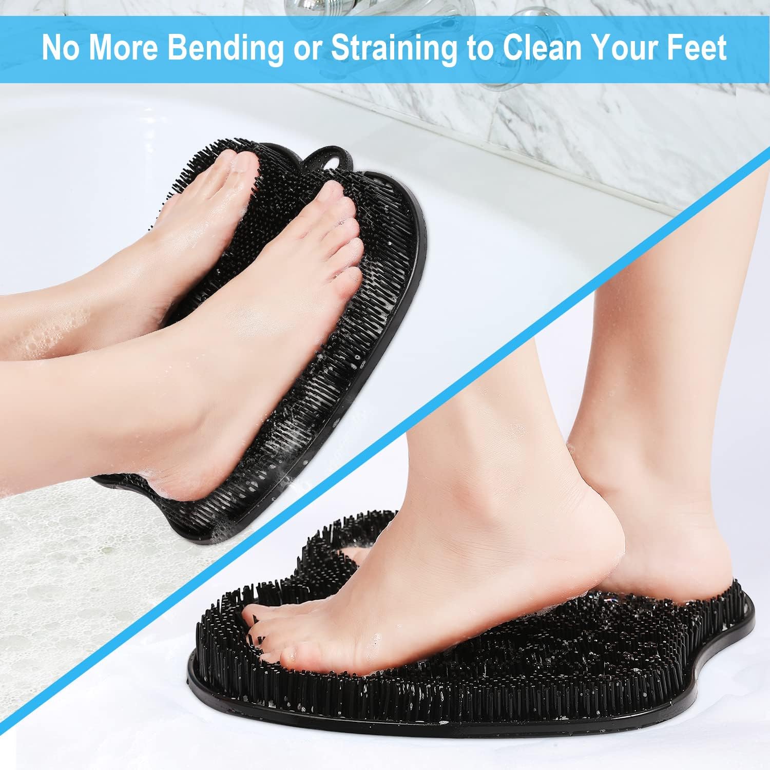Detalle de HONYIN Larger Shower Scrubber – Foot Massager Mat with Non-Slip Suction Cups