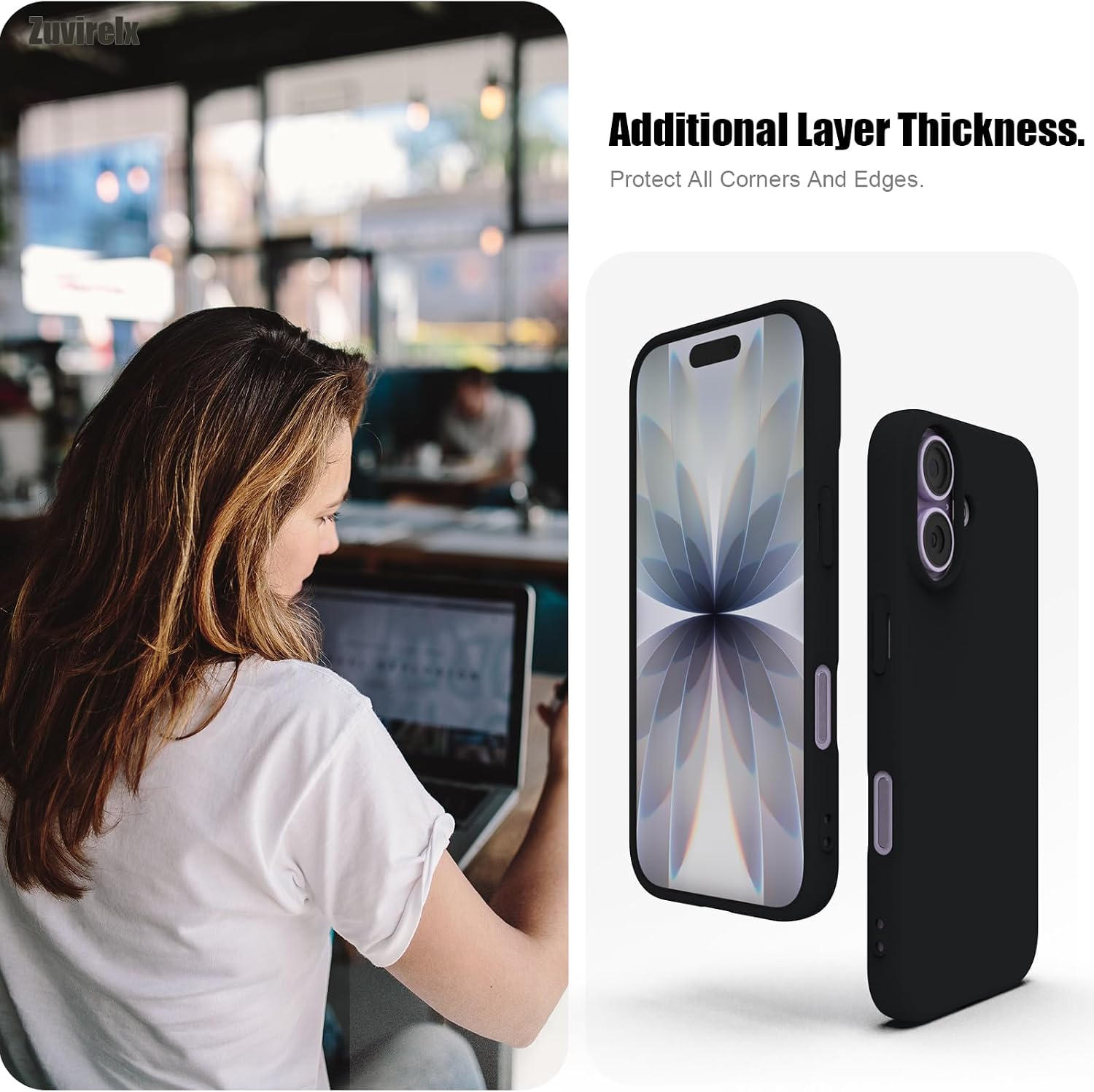 Detalle 2 de Zuvirelx Silicone Case for iPhone 17 — Soft Grip, Thin, Minimalist Black