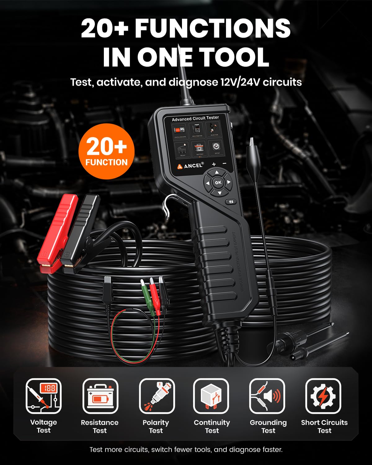 Detalle 2 de ANCEL PB600 Automotive Circuit Tester with 30-Foot Cable and Waveform Testing