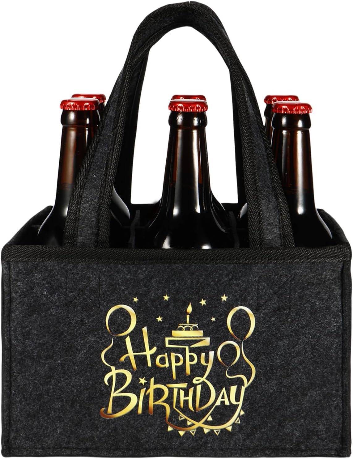 Detalle de KHstylehoo Männerhandtasche Bier – Flaschentasche für 6 Flaschen mit „Happy Birthday“-Design