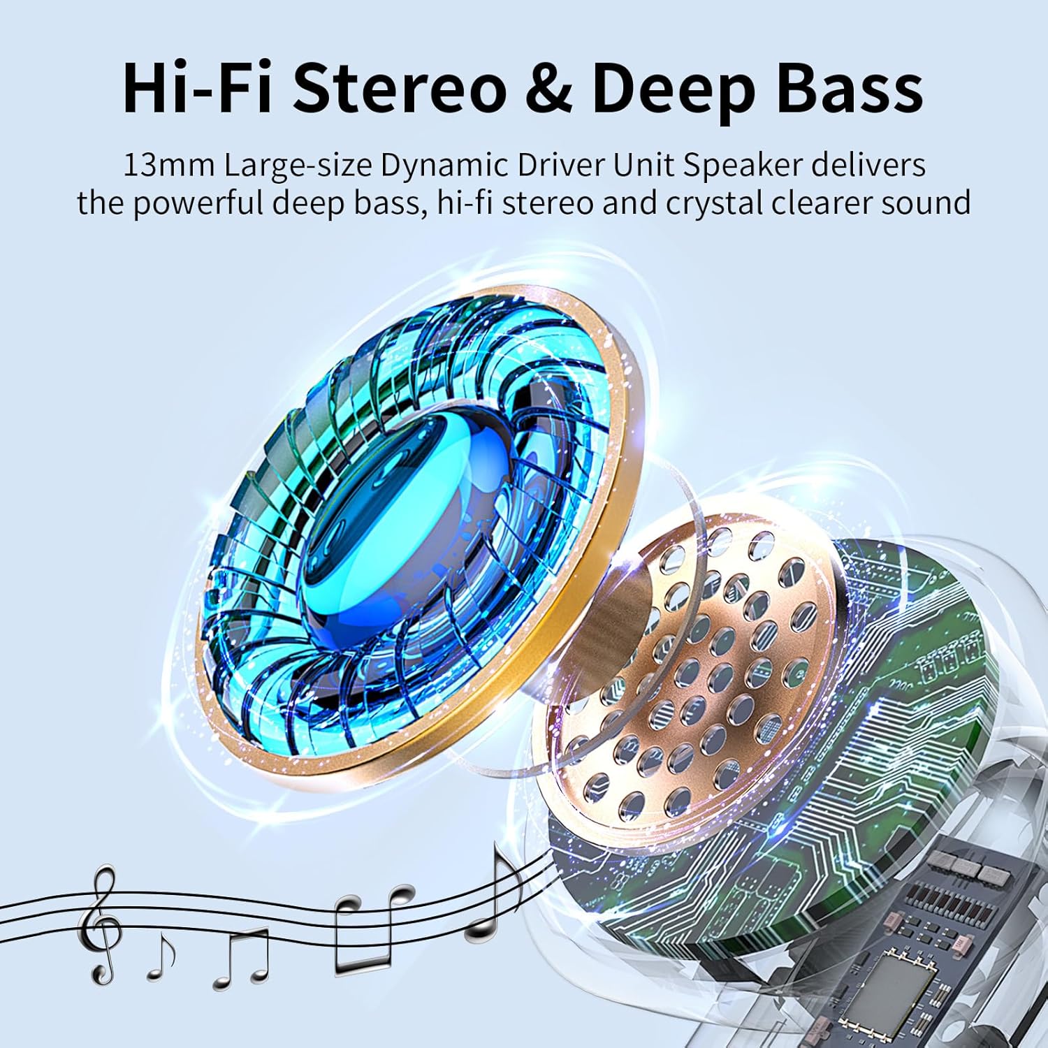 Detalle de Kopfhörer Kabellos Bluetooth 5.4 | HiFi Stereo, ENC Noise Cancelling, 40 Std, IP7 Wasserdicht