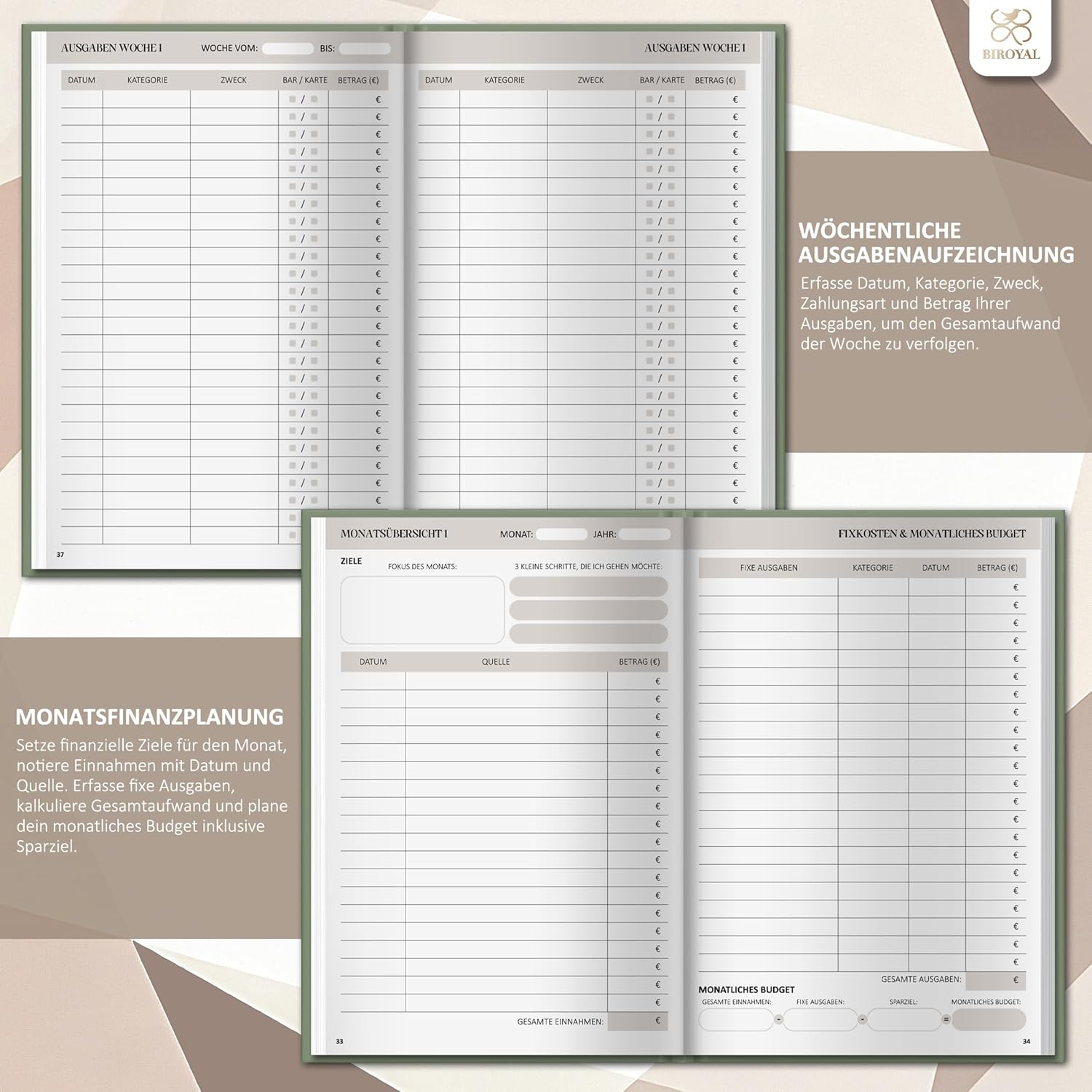 Thumbnail 2 de BIROYAL 12 Monate Budget Planner 60 Wochen 📘
