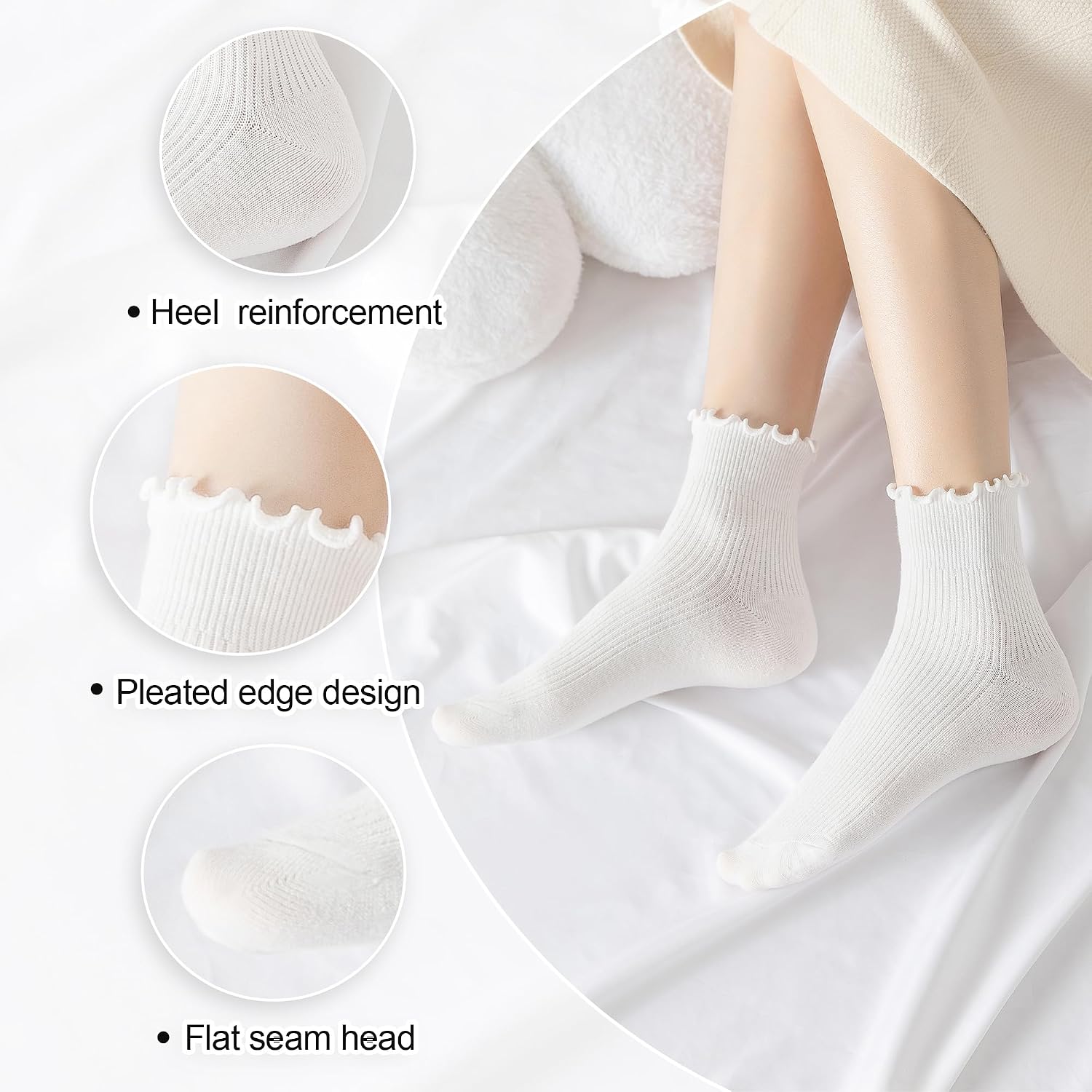 Thumbnail 3 de AniKigu Women's Ruffle Socks, Size 5-9