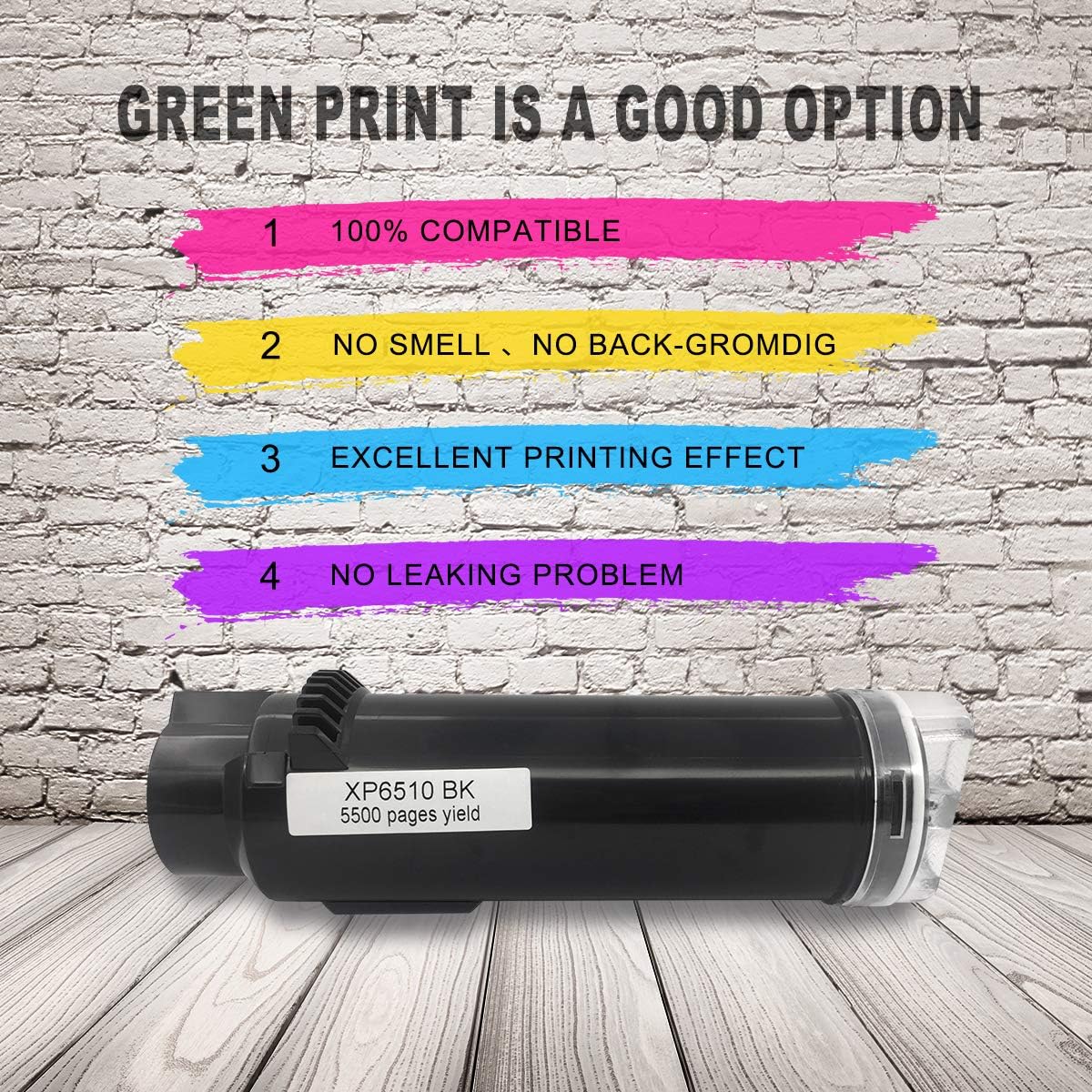 Detalle de Cartouches de toner compatibles GREENPRNT 4 couleurs 6510 / 6515 (Extra High Yield) pour Xerox Phaser 6510 & WorkCentre 6515
