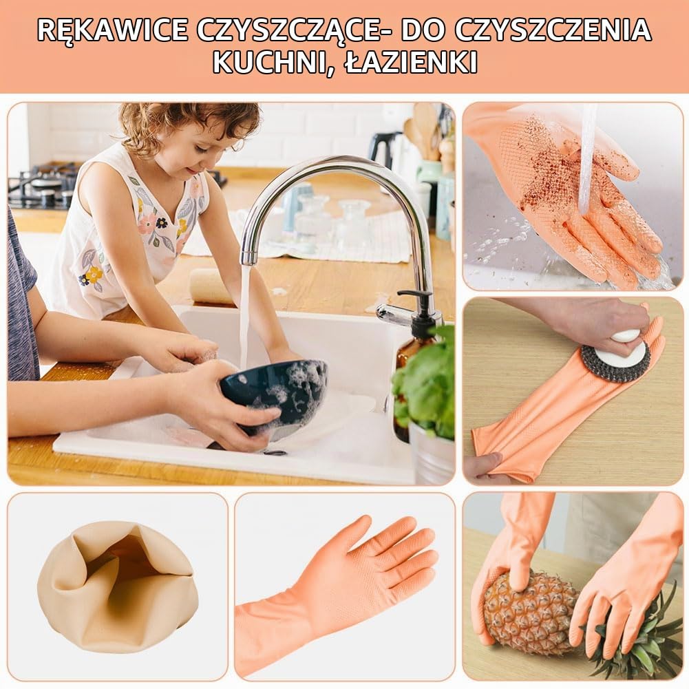 Detalle 1 de AUAUY rękawice do sprzątania, 2 pary, lateksowe, antypoślizgowe, rozmiar M