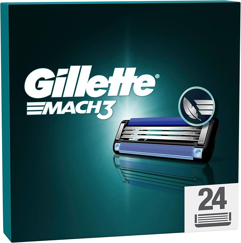 Detalle de Gillette Mach3 Pack 24 Recambios Cuchillas Afeitado Suave 🪒