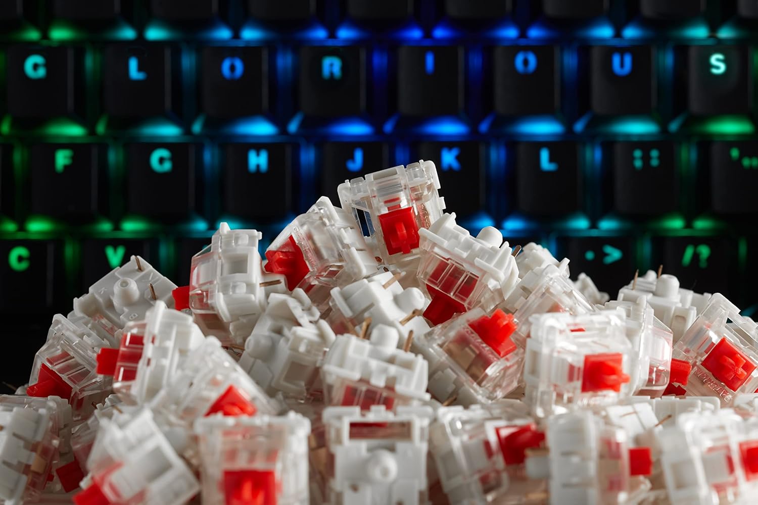 Detalle de Glorious Gaming 120x Gateron Red Mechanical Switches (3-Pin, SMD-LED Compatible) – High-Speed Linear Feel