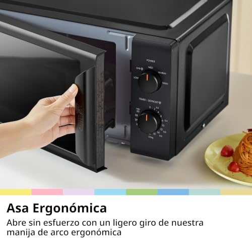 Detalle de COMFEE CMO-MP012ND(BK) Mini horno microondas de 20 L y 700 W, negro
