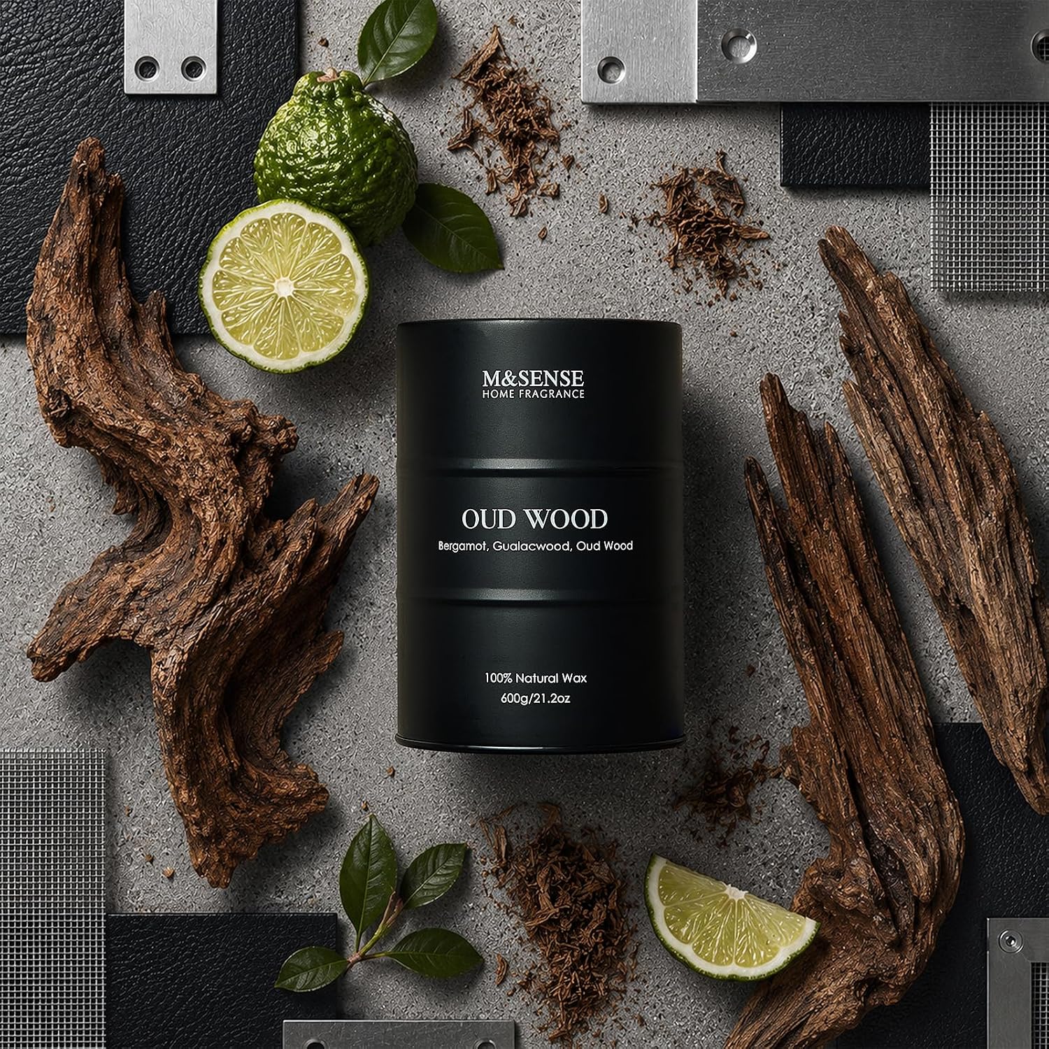 Detalle 2 de M&SENSE MSTC0241L OudWOOD Soy Wax Candle, 21.2 oz Oud Wood
