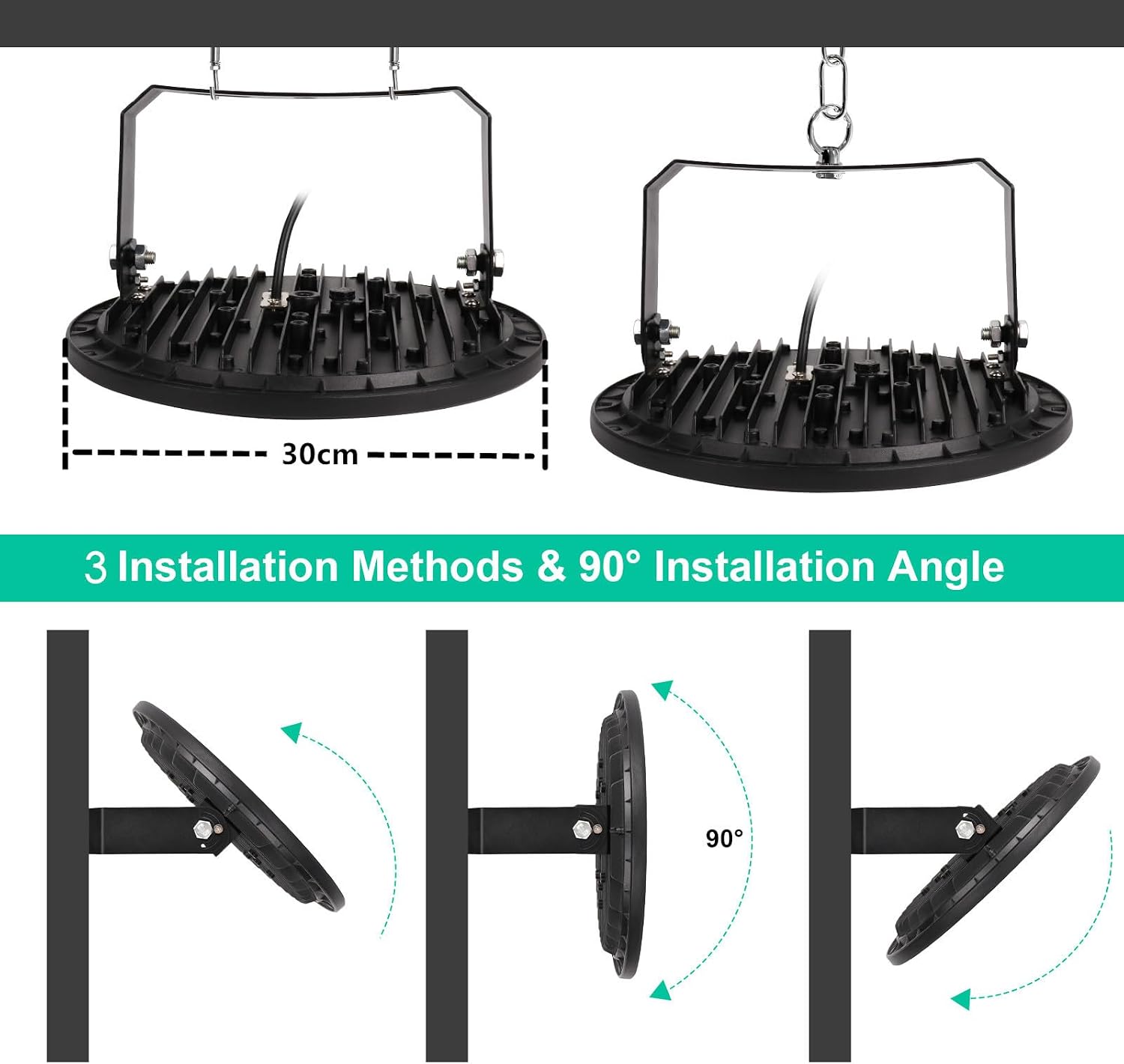 Detalle 2 de JBdusn ZJ-UFO industriële led-highbay, 200 W, 20.000 lm, IP65, 6500 K