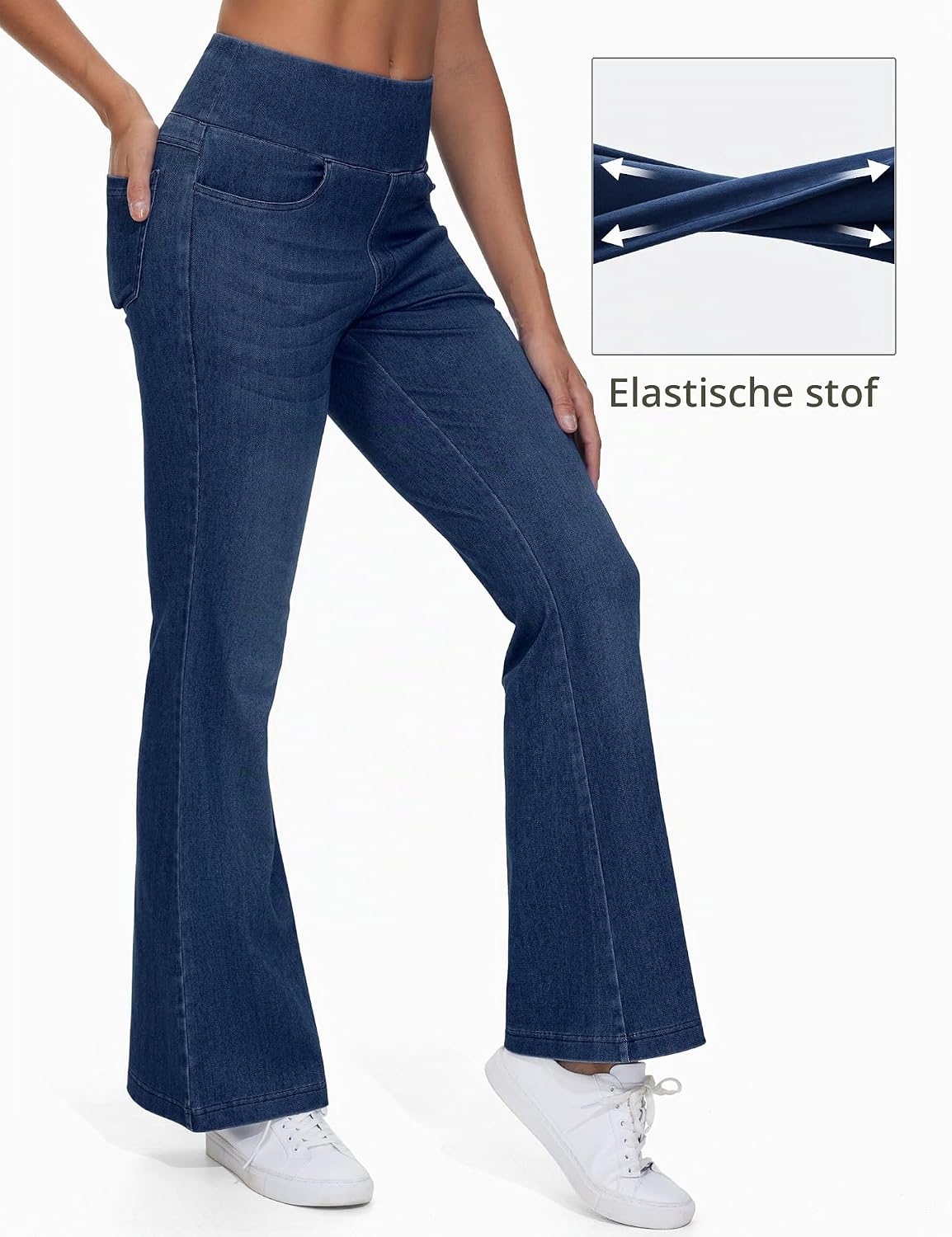 Detalle 2 de THE GYM PEOPLE bootcut-jeggings met hoge taille, stretch, 4 zakken en 74/79 cm binnenbeenlengte