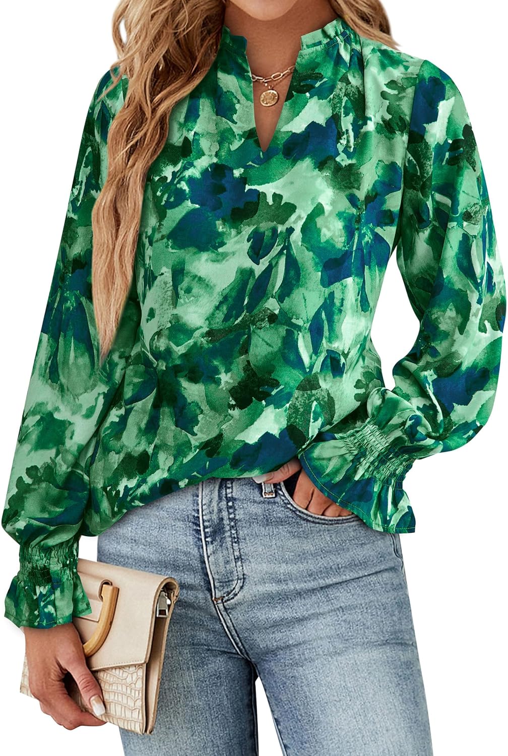 Thumbnail 1 de MASCOMODA 2026 Floral V Neck Puff Sleeve Top