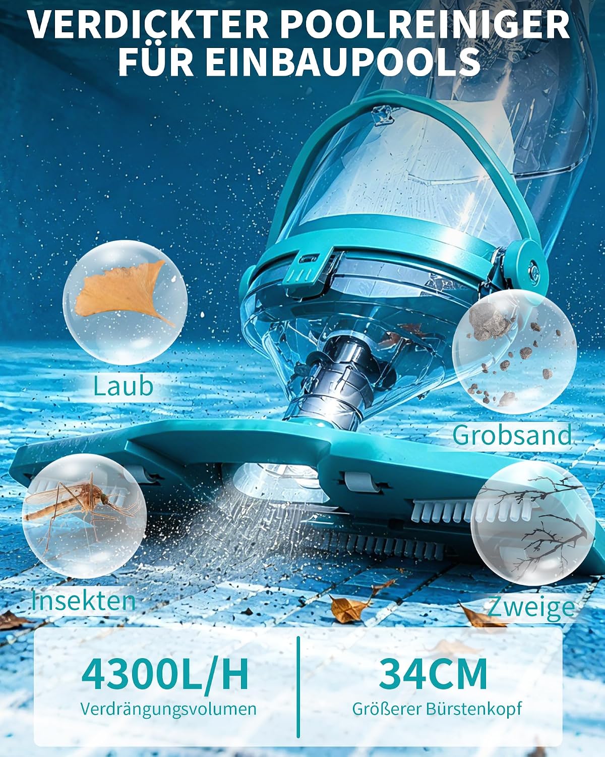 Thumbnail 1 de 2026NEW Pool Vacuum with Telescopic Pole: Cordless, All-Angle Cleaning with LED Display